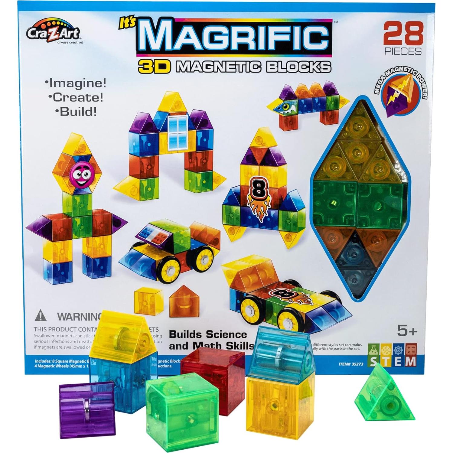 Bloques Magnéticos 3D Cra-Z-Art Magrific 28 Piezas STEM