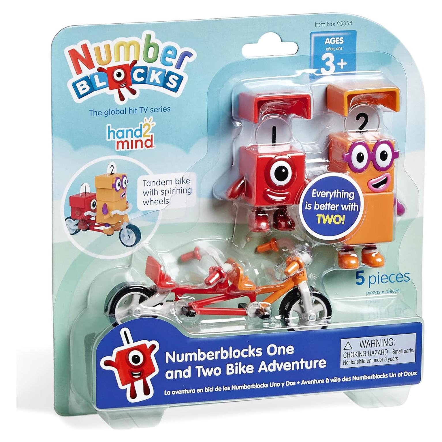 Conjunto de Figuras Numberblocks Uno y Dos en Bicicleta