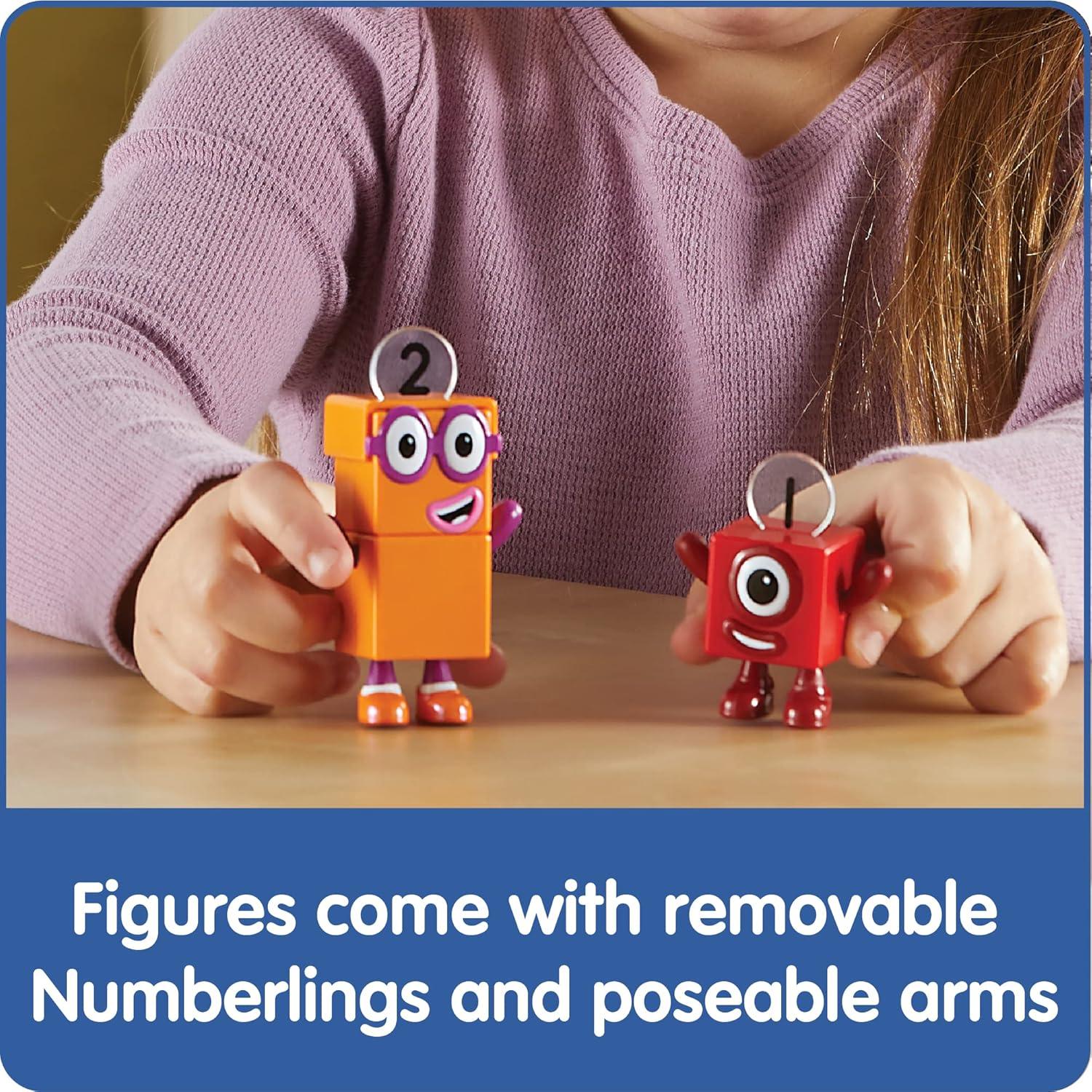 Conjunto de Figuras Numberblocks Uno y Dos en Bicicleta
