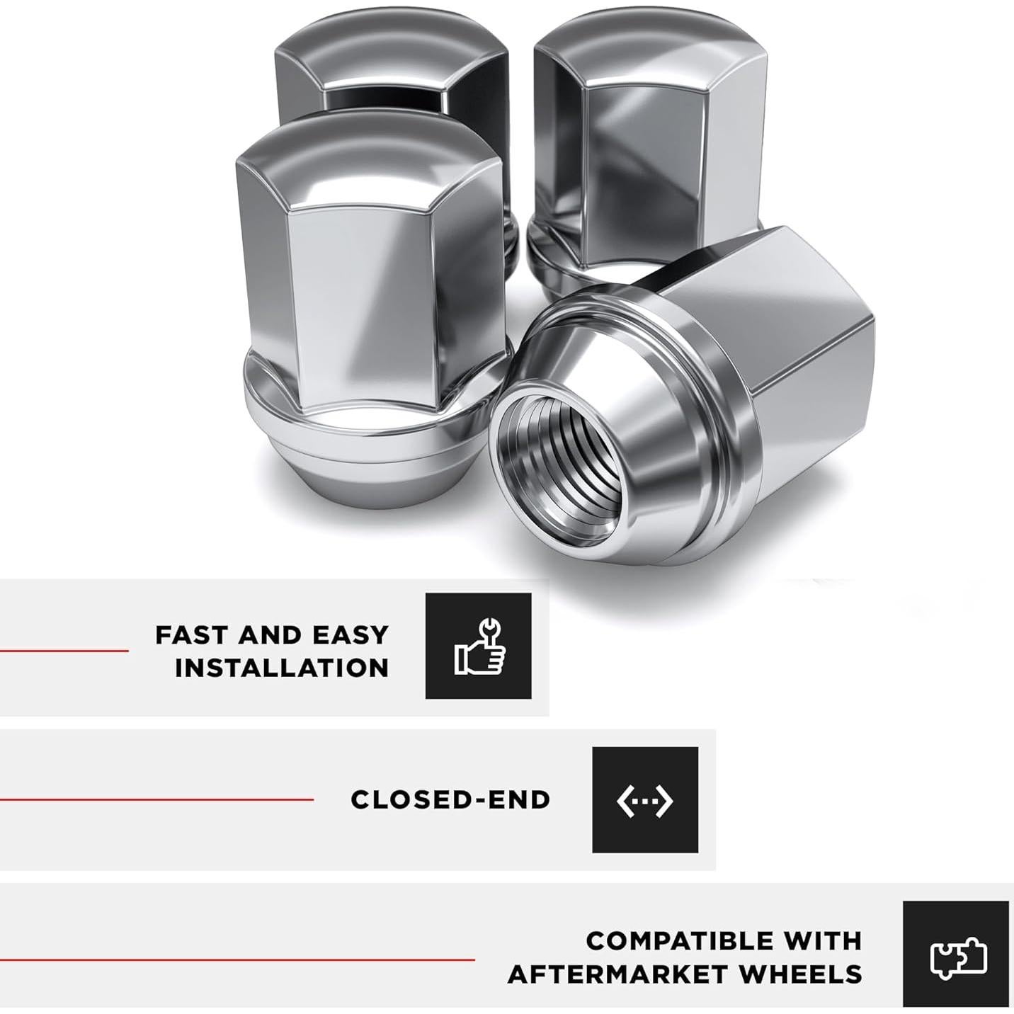 Tuerca de Rueda White Knight 9/16"-18 para Dodge y Ram - Paquete de 4