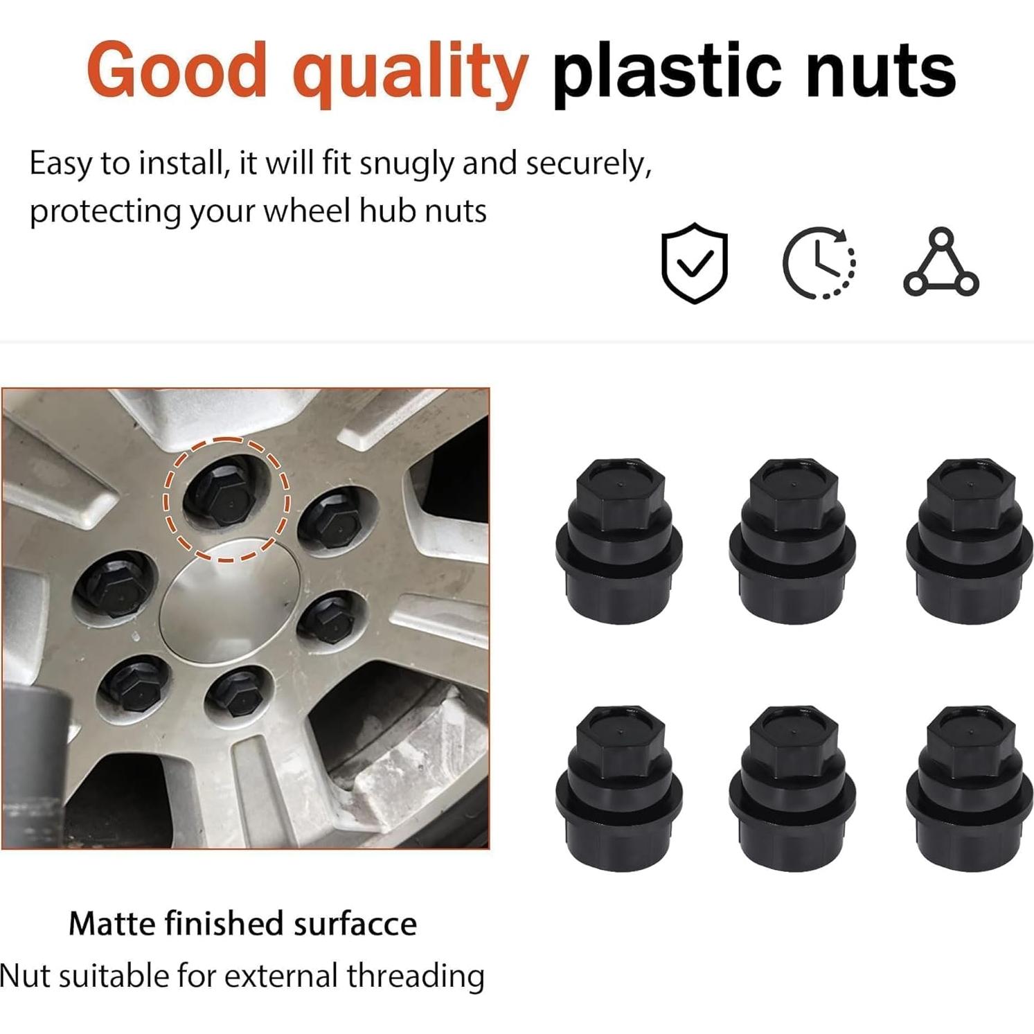 24 Pcs Cubiertas de Tuercas de Rueda LoloWheat M27-2.0 22mm