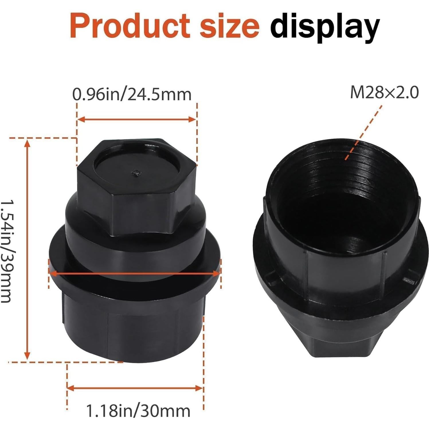 24 Pcs Cubiertas de Tuercas de Rueda LoloWheat M27-2.0 22mm