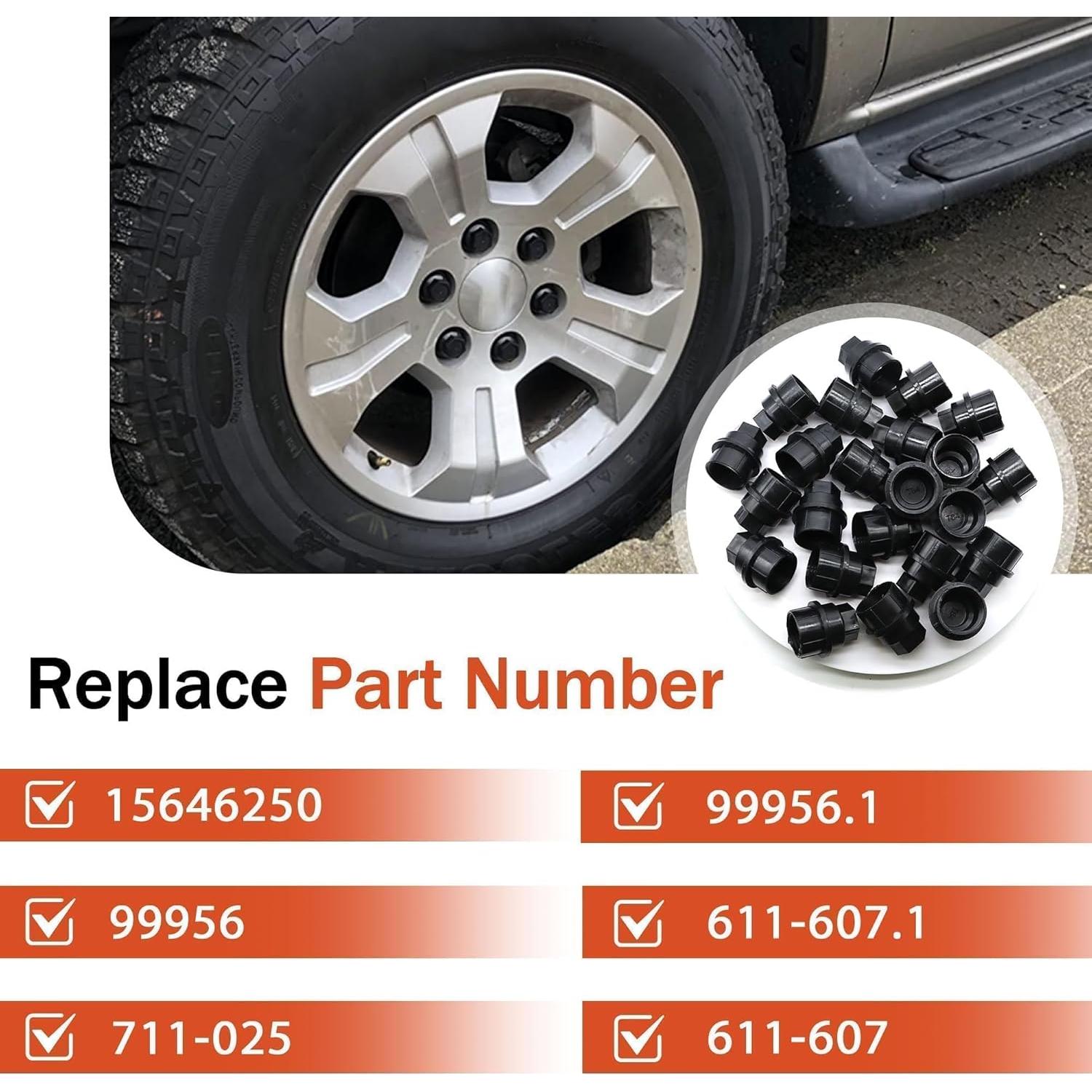 24 Pcs Cubiertas de Tuercas de Rueda LoloWheat M27-2.0 22mm