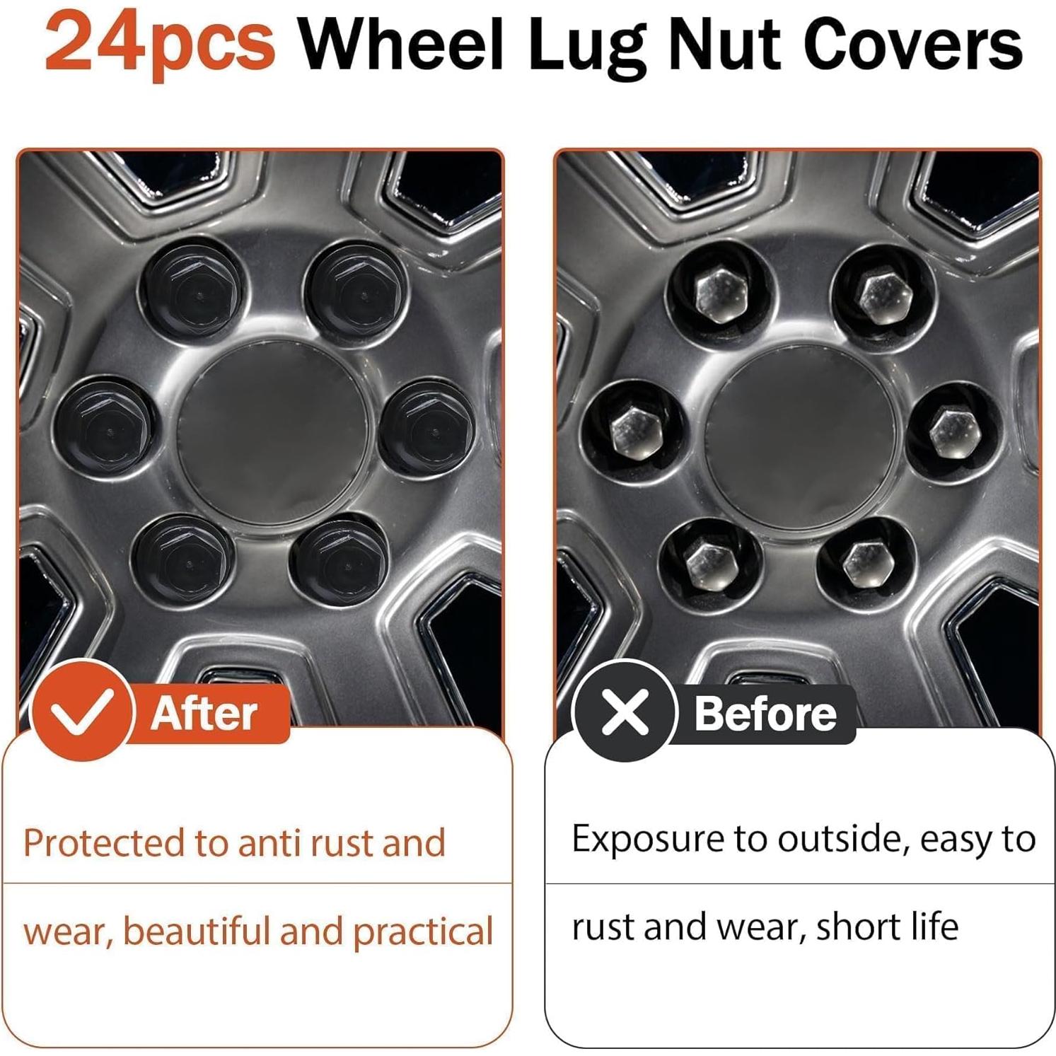 24 Pcs Cubiertas de Tuercas de Rueda LoloWheat M27-2.0 22mm