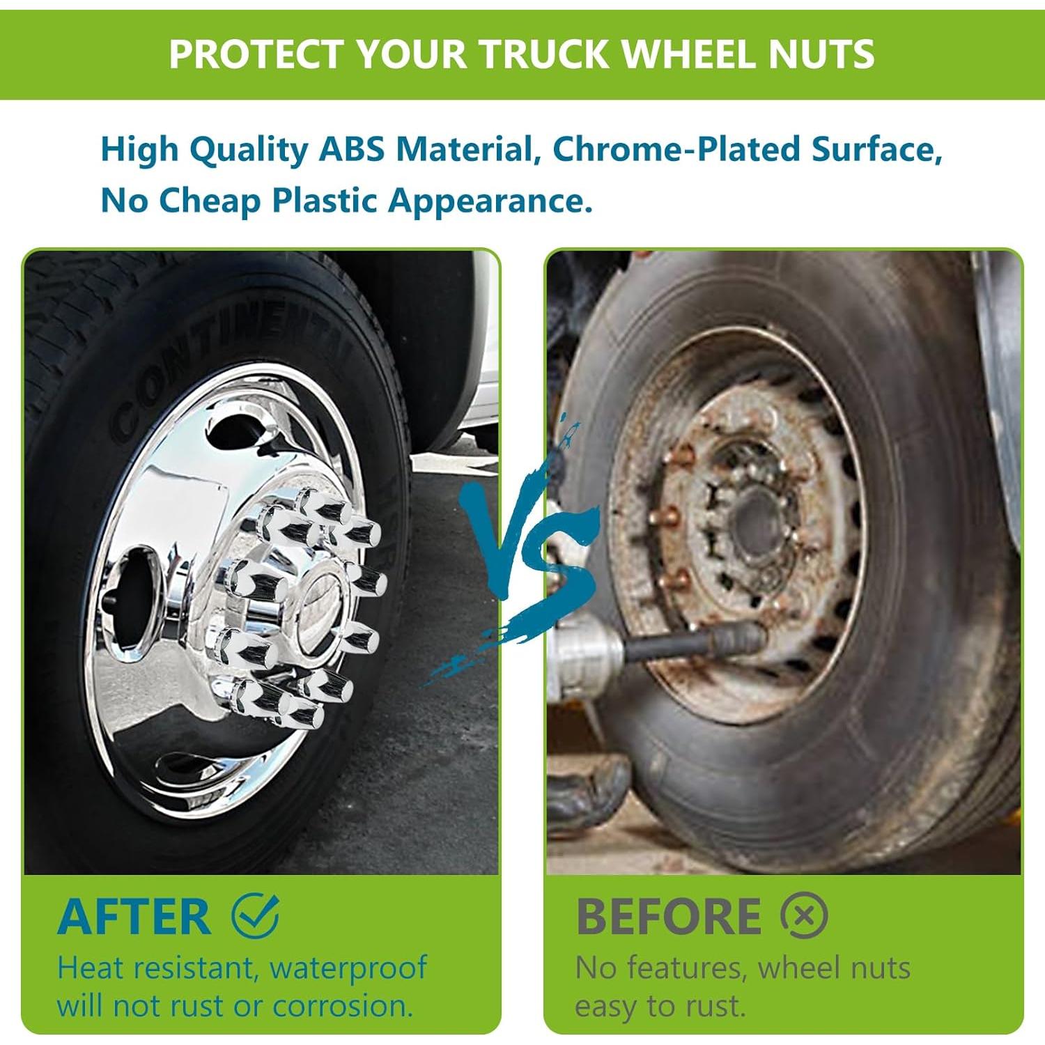 Paquete de 60 Cubiertas de Tuercas de Cromo ABS 33mm para Camiones