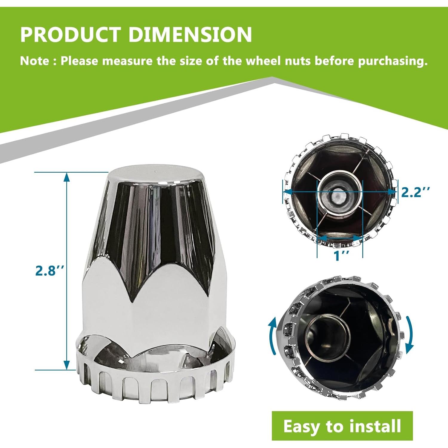 Paquete de 60 Cubiertas de Tuercas de Cromo ABS 33mm para Camiones