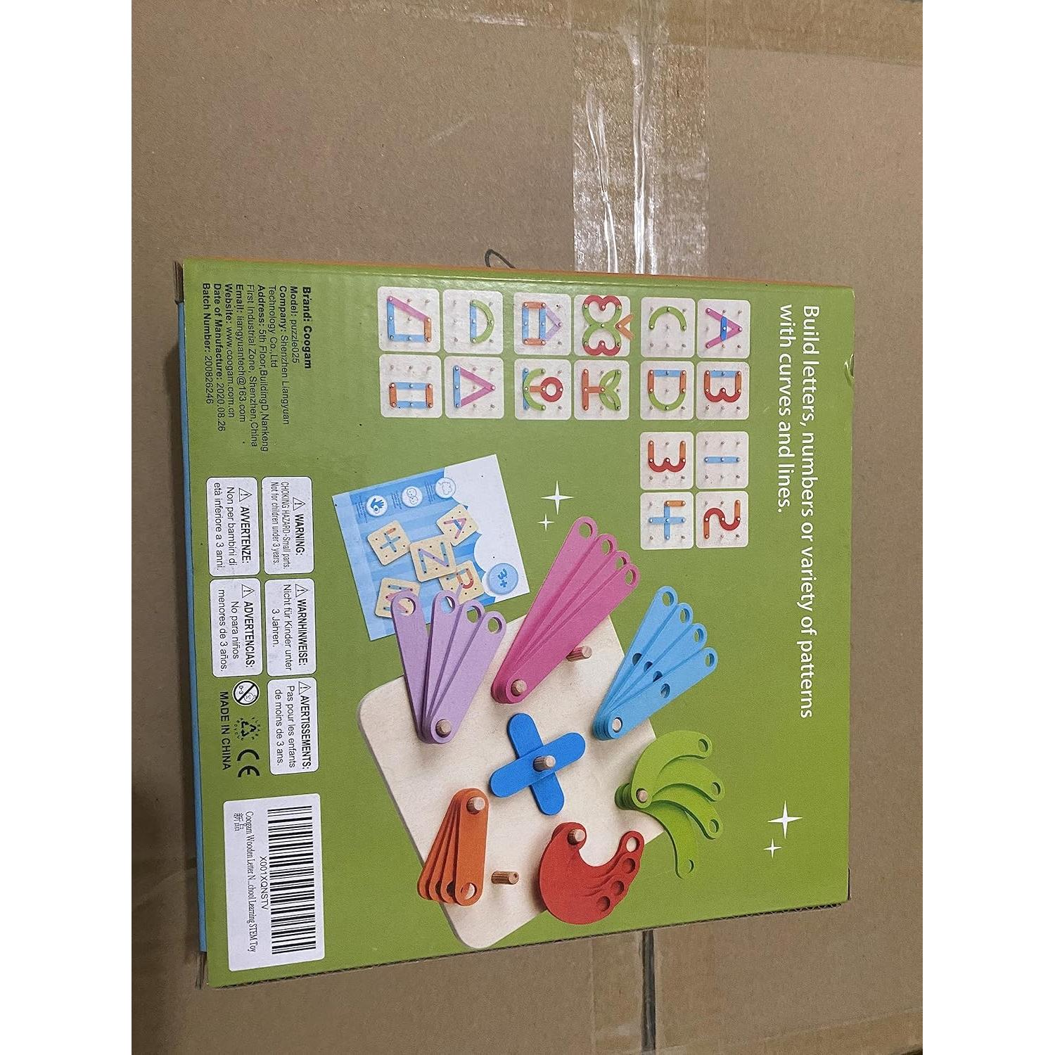 Rompecabezas de Letras y Números de Madera Coogam 17x17cm