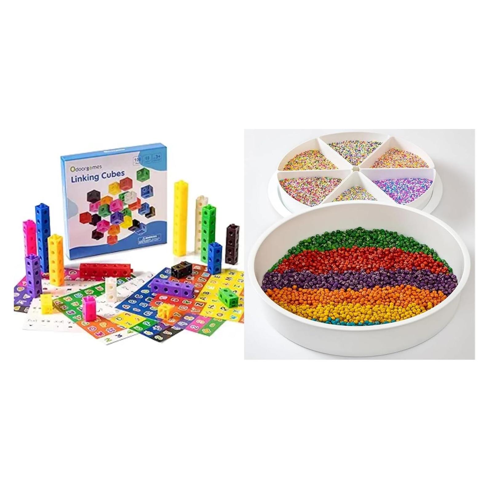 Bloques Matemáticos Educativos Odoorgames - 100 Cubos para Niños 4-8 Años