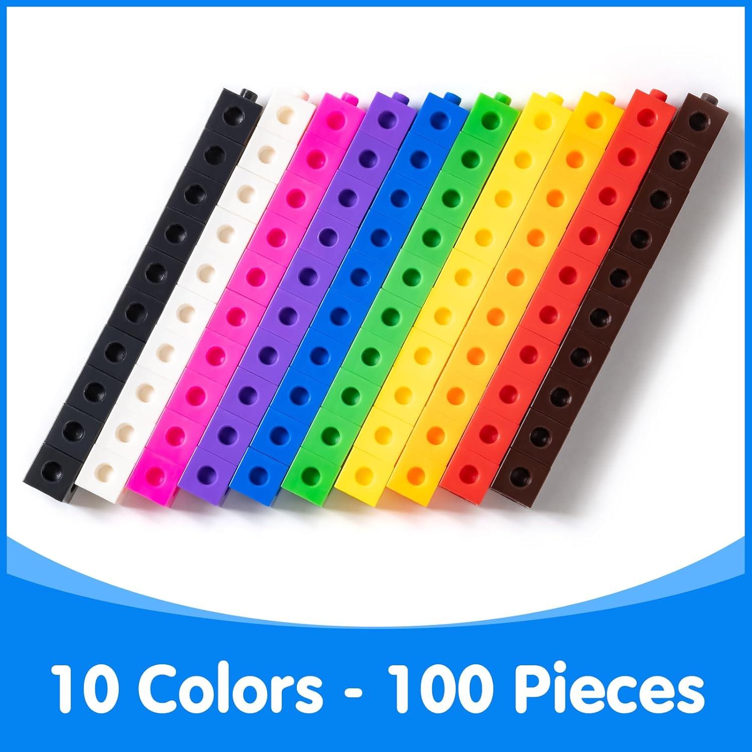 Bloques Matemáticos Educativos Odoorgames - 100 Cubos para Niños 4-8 Años