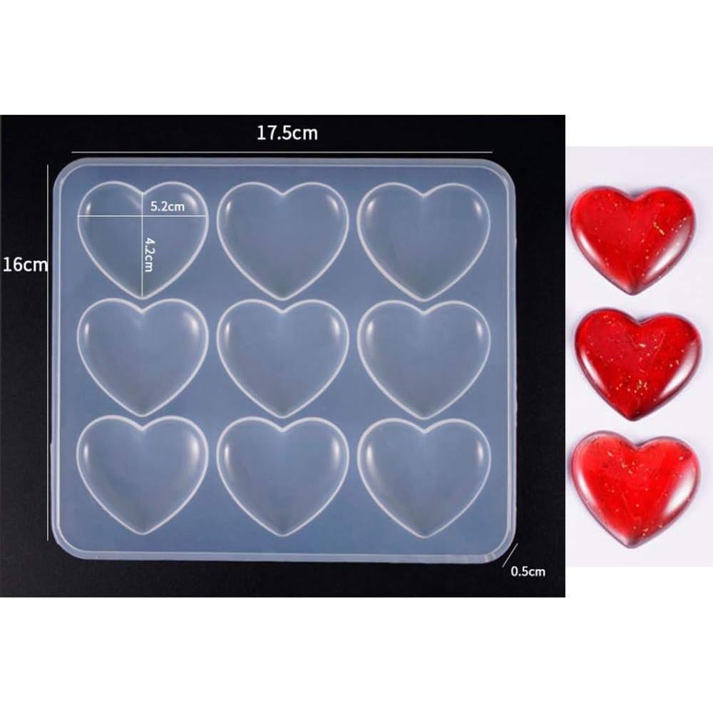 Molde de Silicona Corazón 9 Piezas QTTLLI 5.2x4.2cm DIY