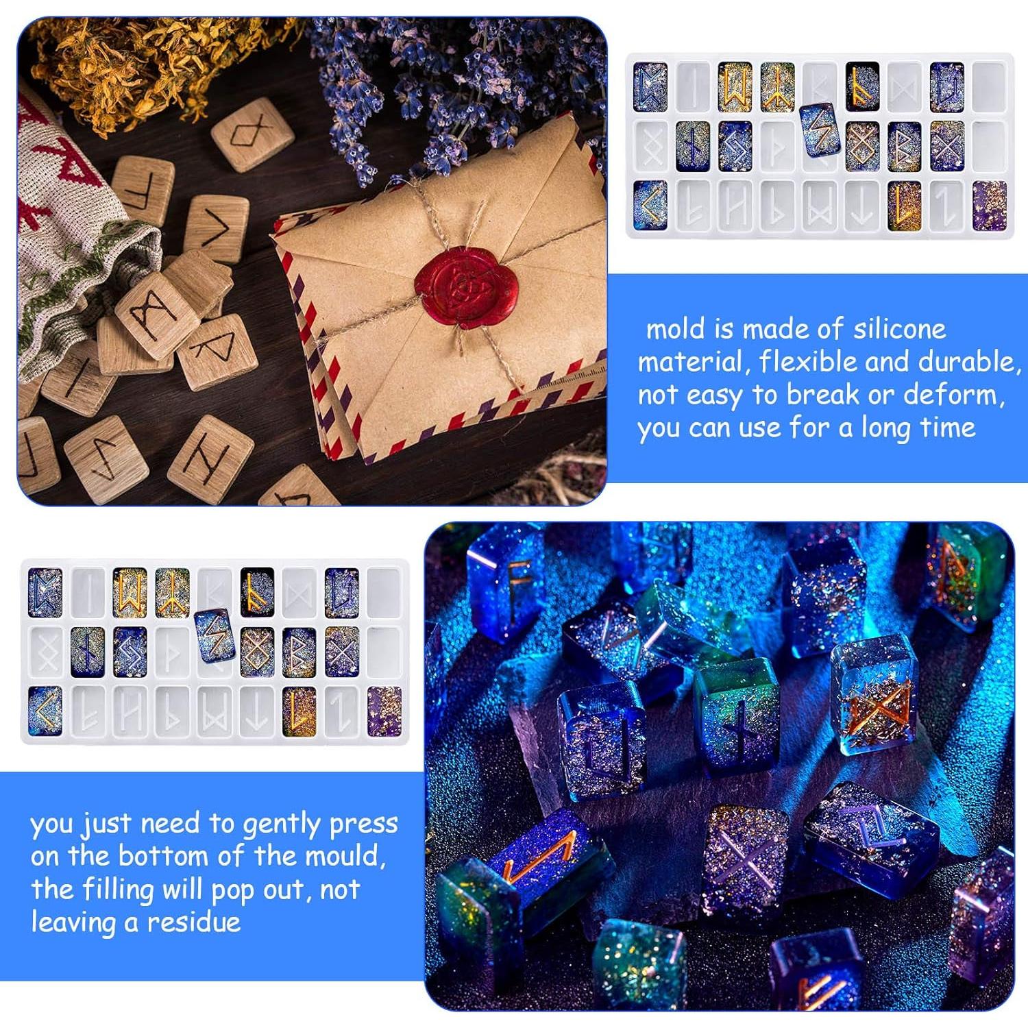 Molde de Silicona para Resina Rúnica Patelai con Lentejuelas