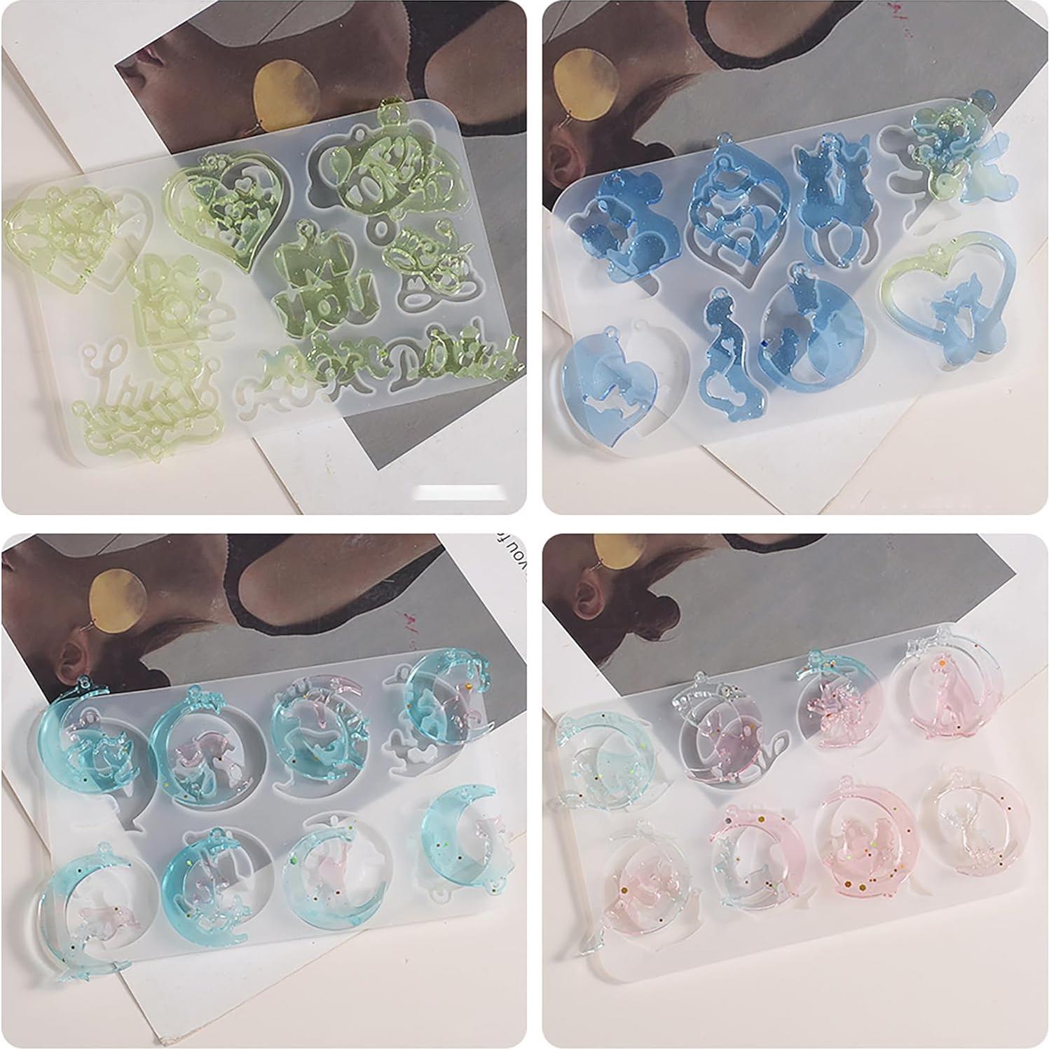 Moldes de Silicona ESEENS para Pendientes - 4 Piezas Animales