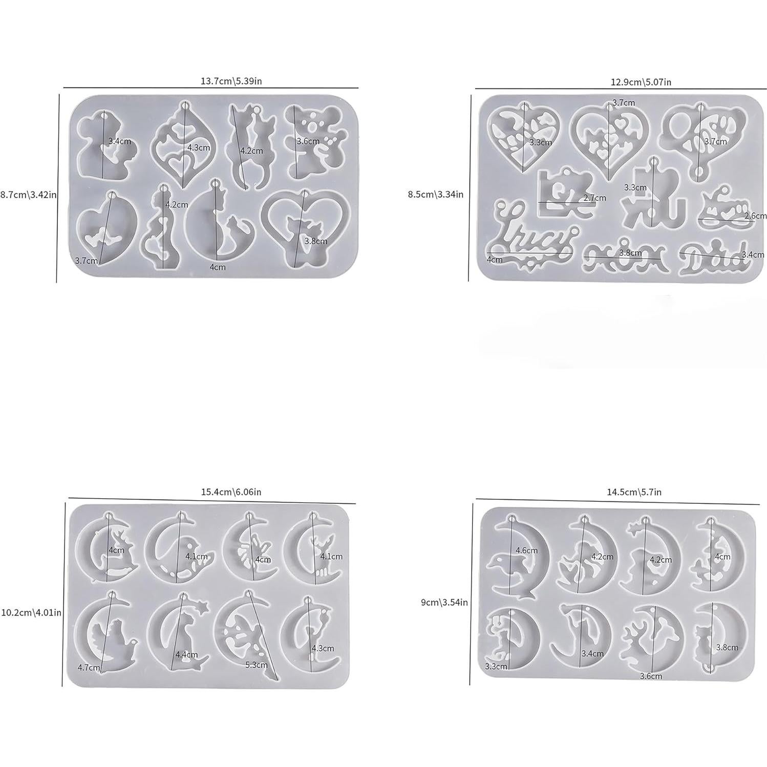 Moldes de Silicona ESEENS para Pendientes - 4 Piezas Animales