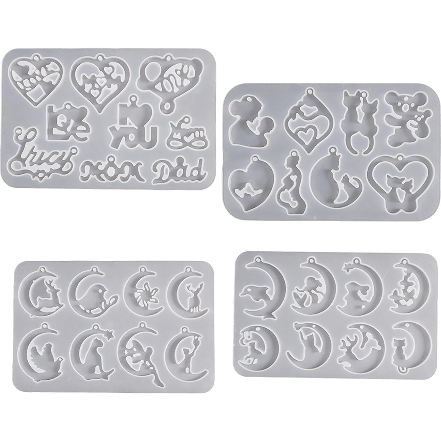 Moldes de Silicona ESEENS para Pendientes - 4 Piezas Animales