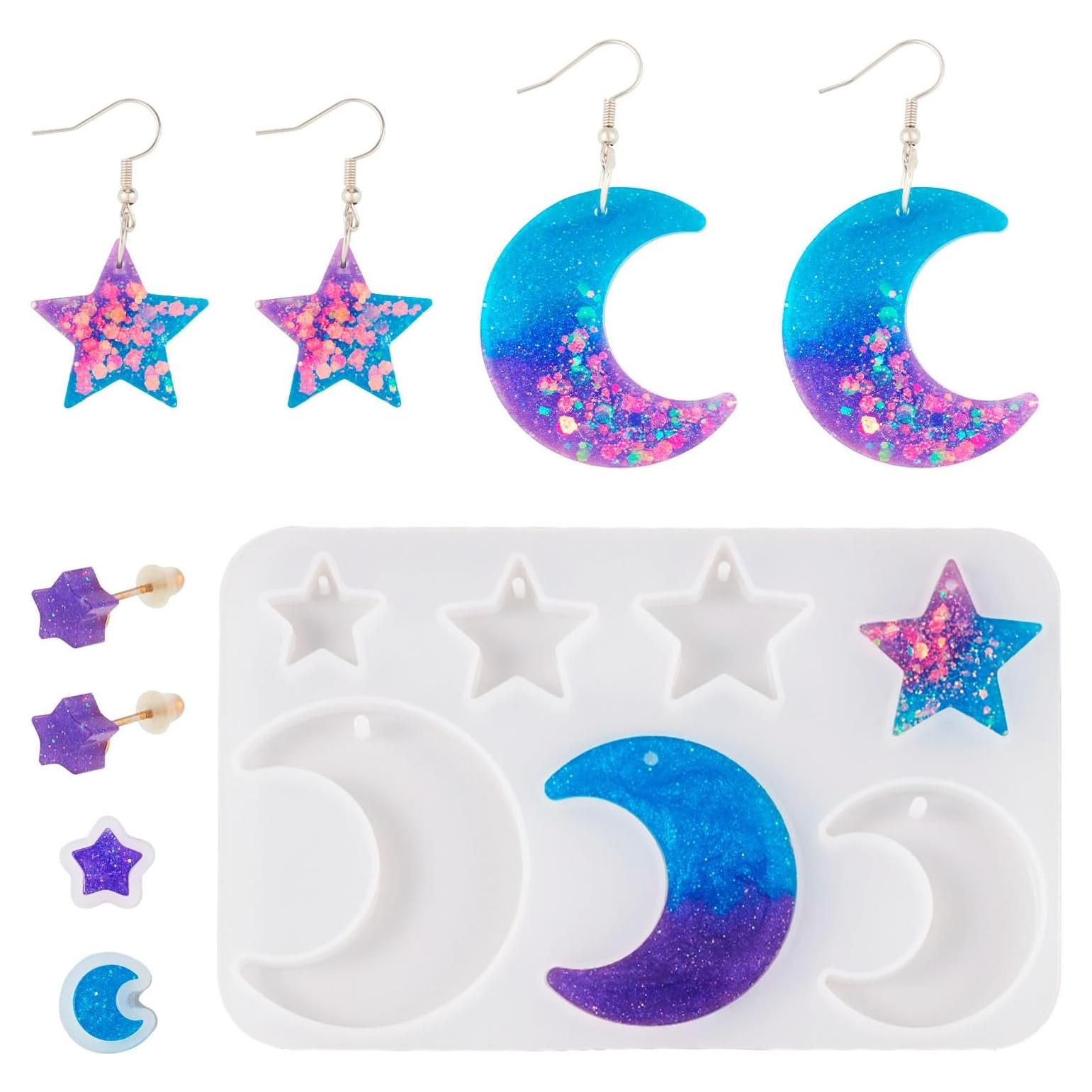 Moldes de Silicona Cheriswelry para Resina Luna y Estrella