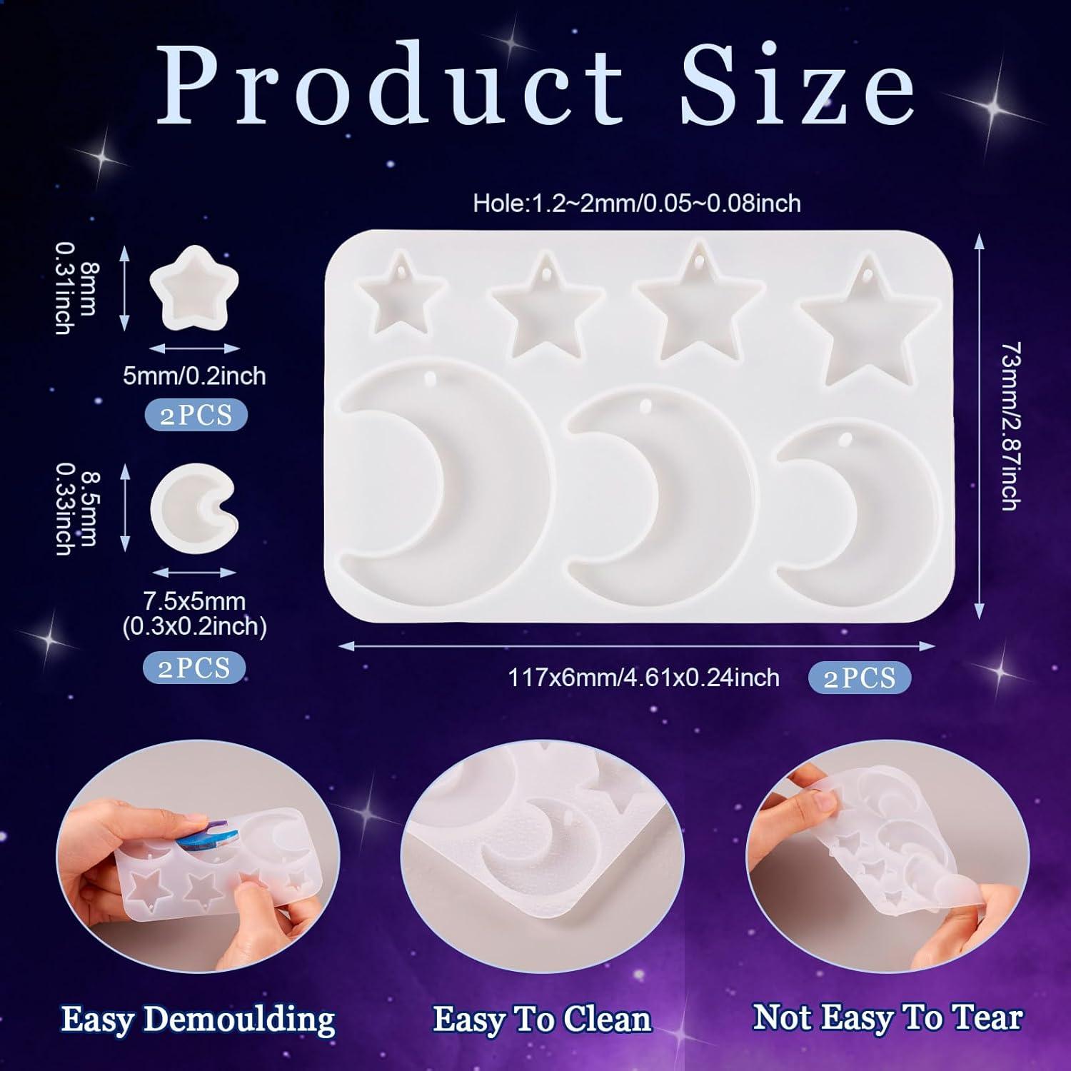 Moldes de Silicona Cheriswelry para Resina Luna y Estrella