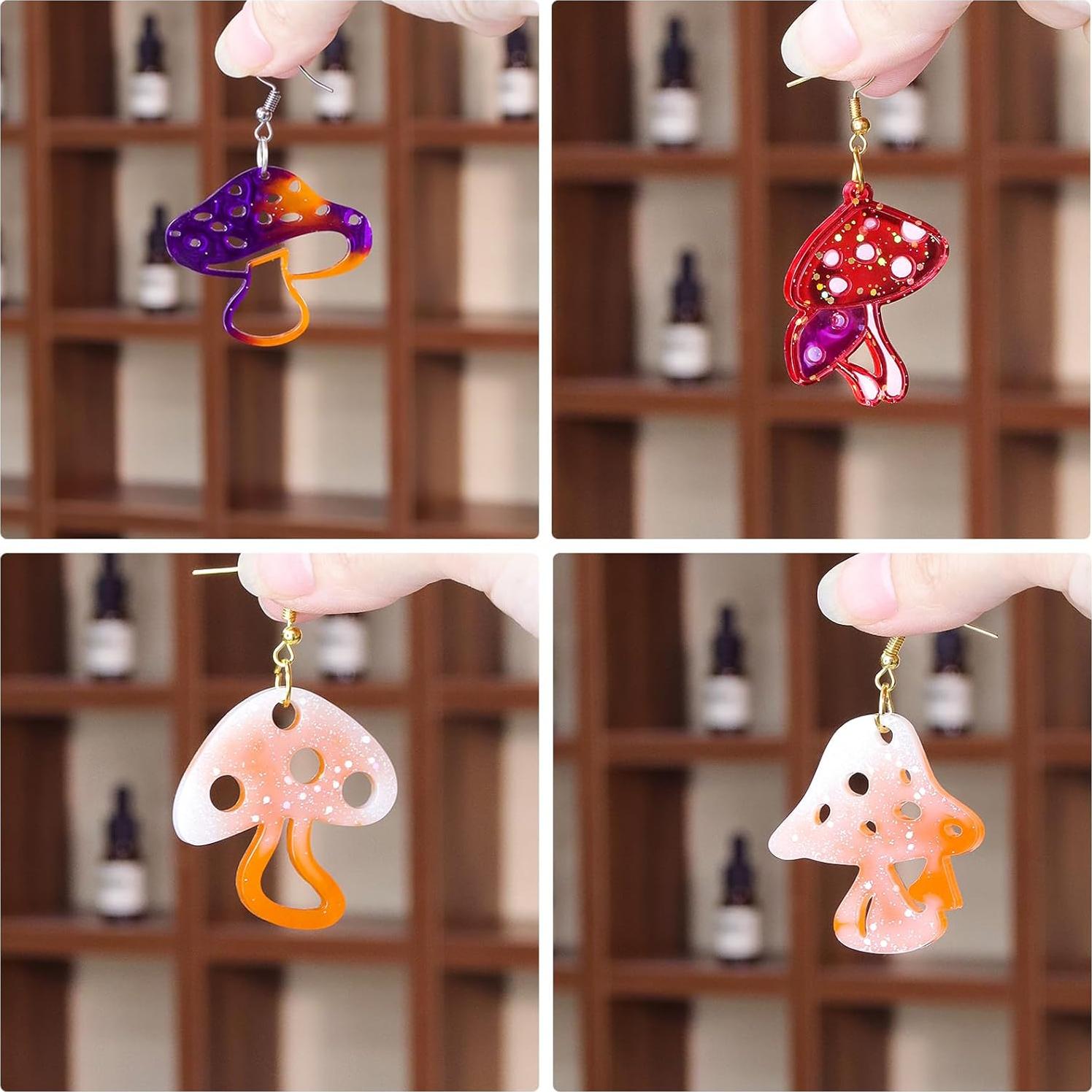 Moldes de Resina para Pendientes Rifanda 3 Pcs Hongo con Ganchos