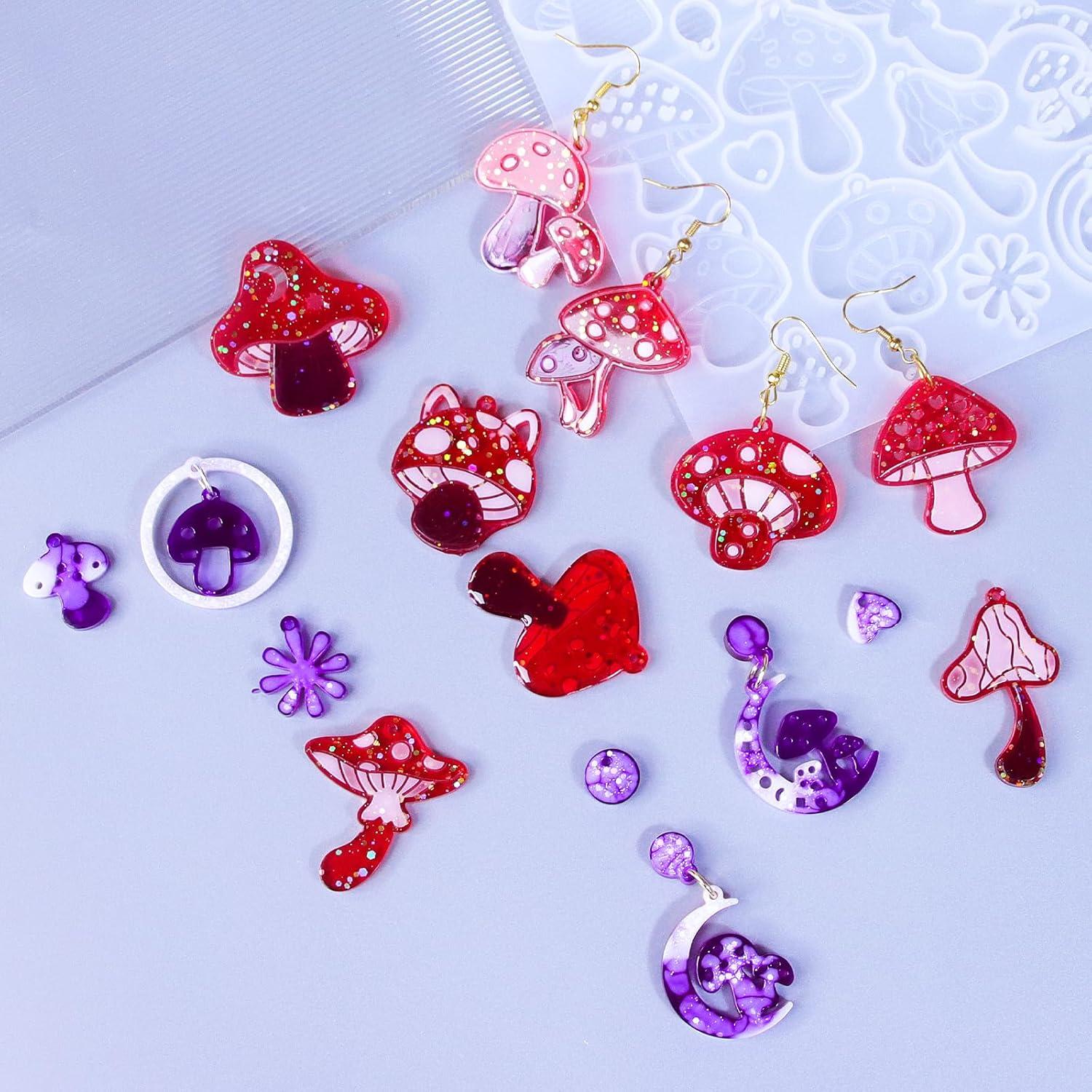 Moldes de Resina para Pendientes Rifanda 3 Pcs Hongo con Ganchos