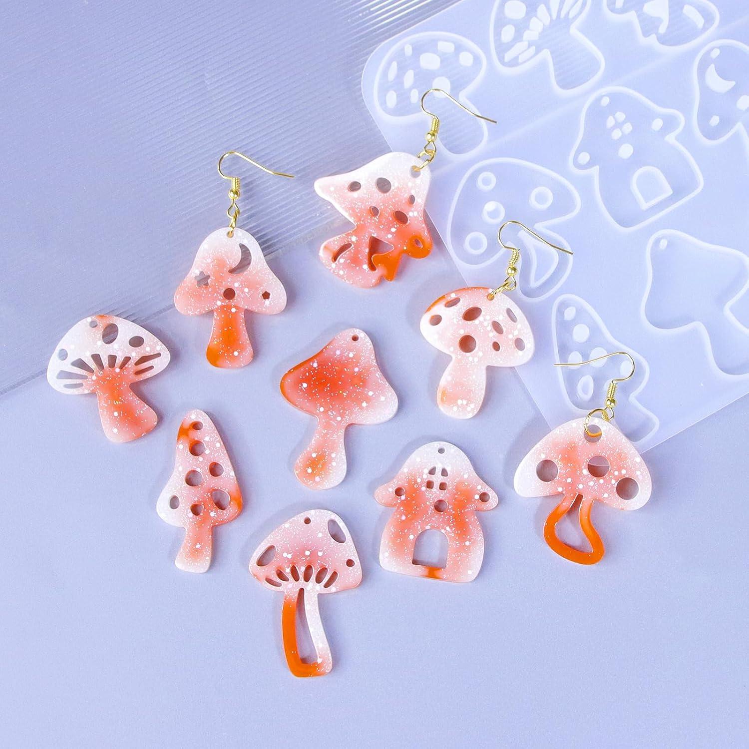 Moldes de Resina para Pendientes Rifanda 3 Pcs Hongo con Ganchos