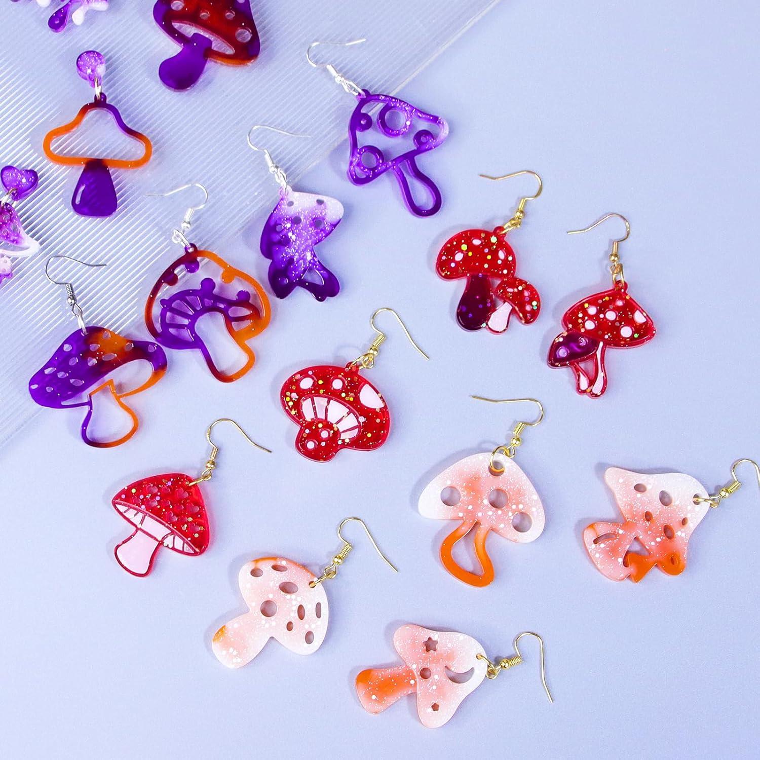 Moldes de Resina para Pendientes Rifanda 3 Pcs Hongo con Ganchos