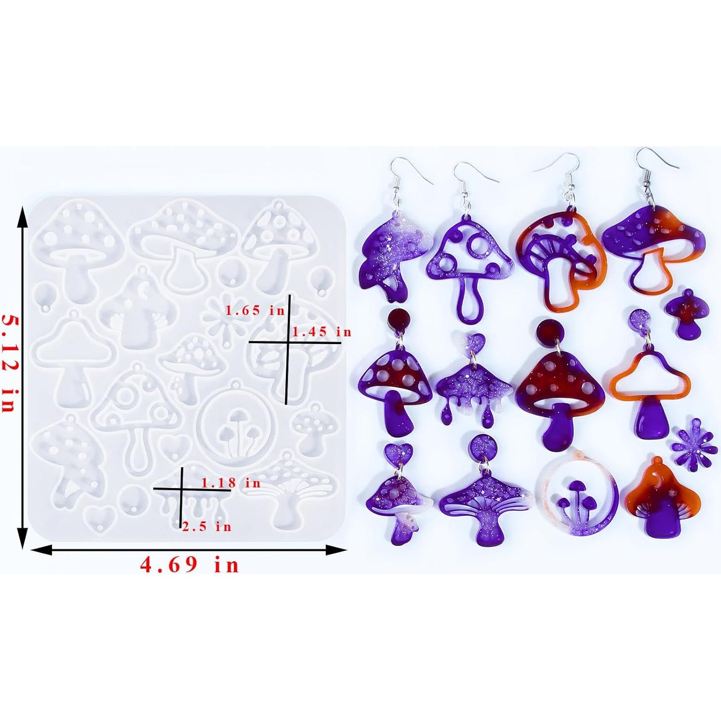 Moldes de Resina para Pendientes Rifanda 3 Pcs Hongo con Ganchos