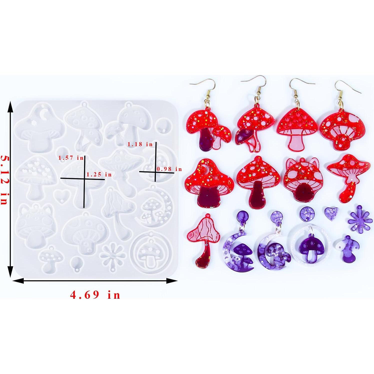 Moldes de Resina para Pendientes Rifanda 3 Pcs Hongo con Ganchos