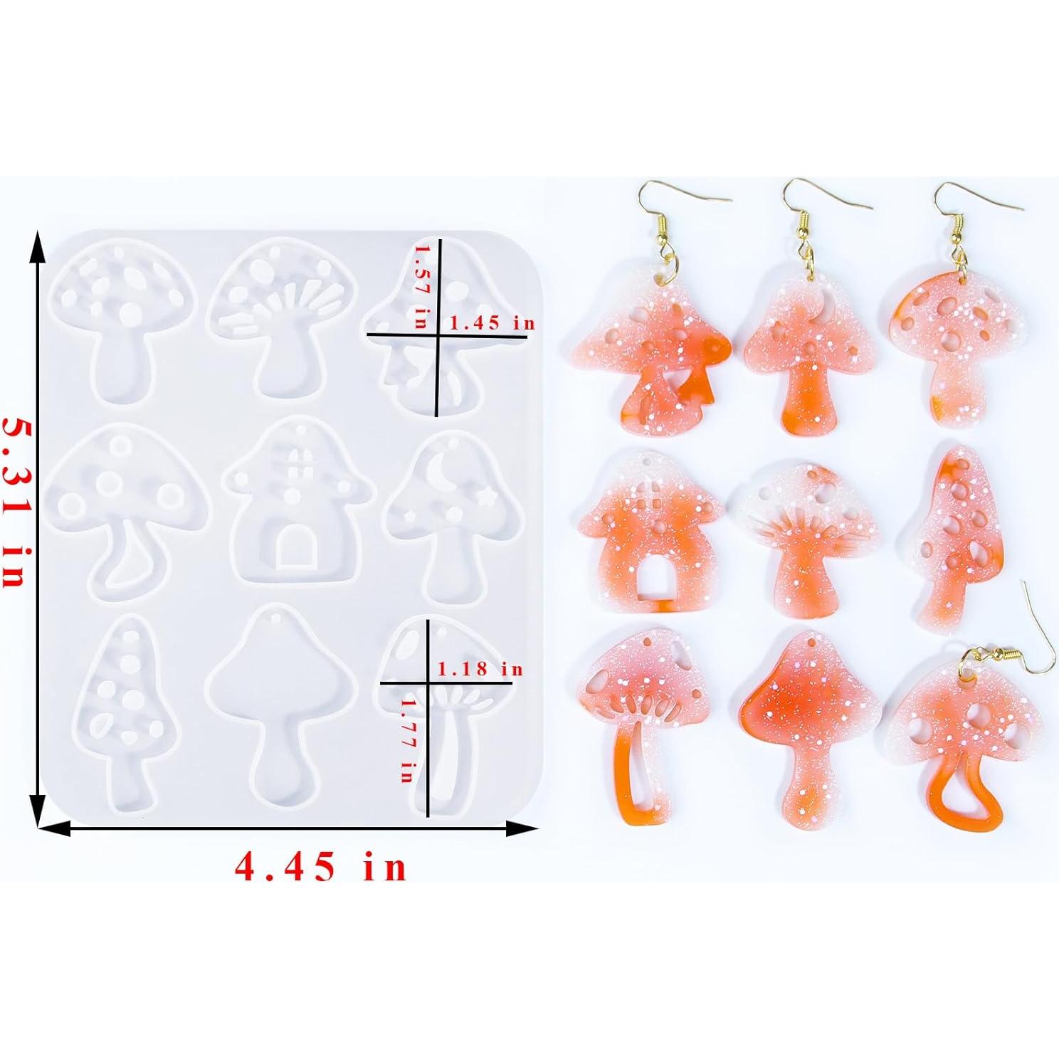 Moldes de Resina para Pendientes Rifanda 3 Pcs Hongo con Ganchos