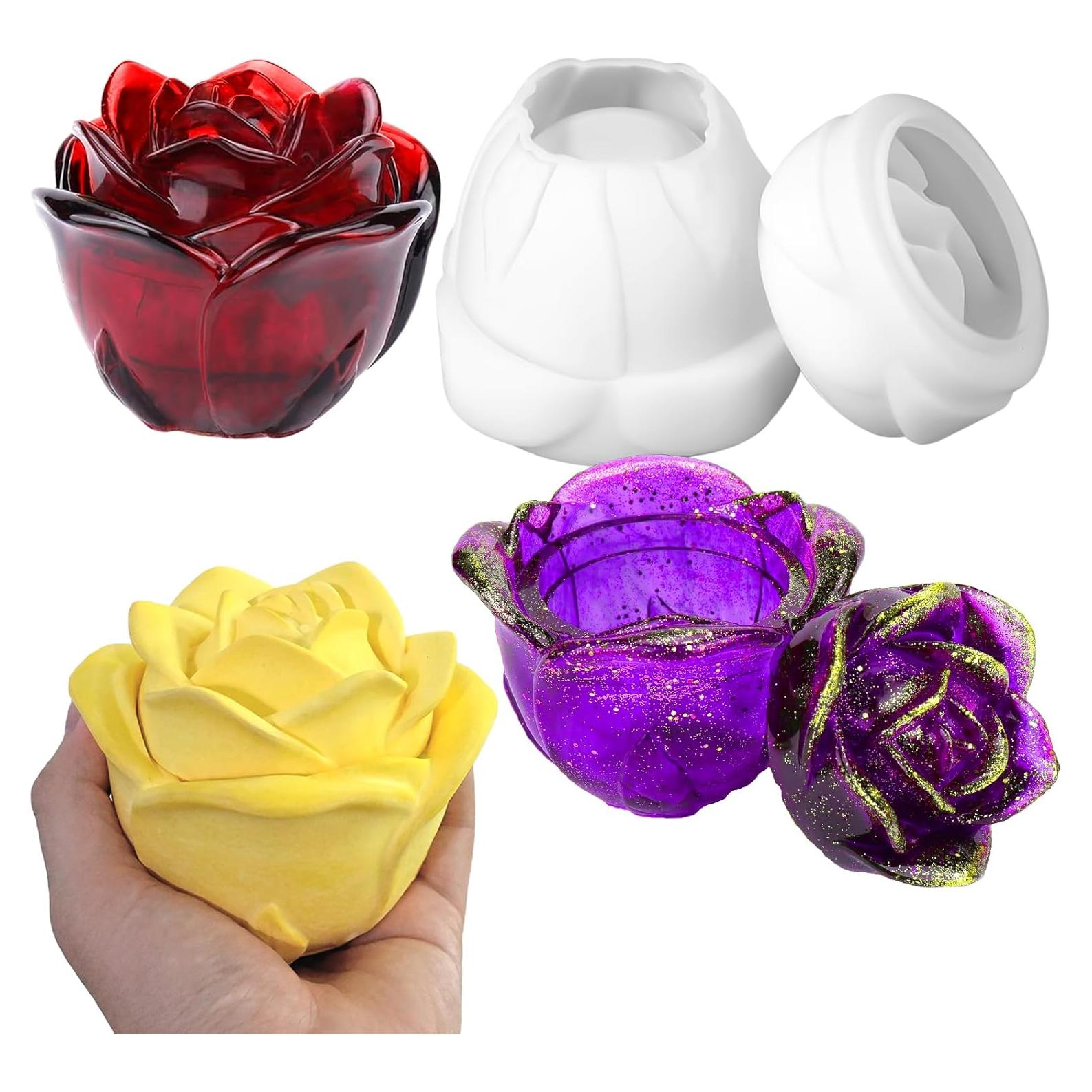 Molde de Tarro de Resina Rosa ZQYSING con Tapa 10.16 cm