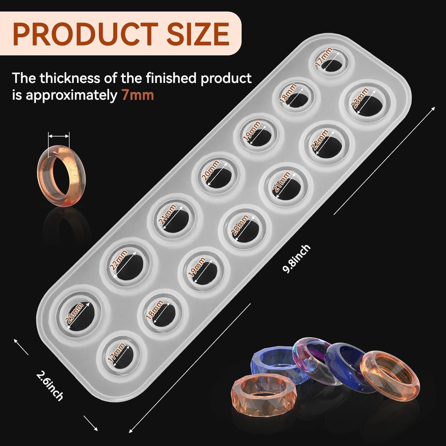 Moldes de Anillos de Silicona GAQWOK 14 Piezas 7 Tamaños