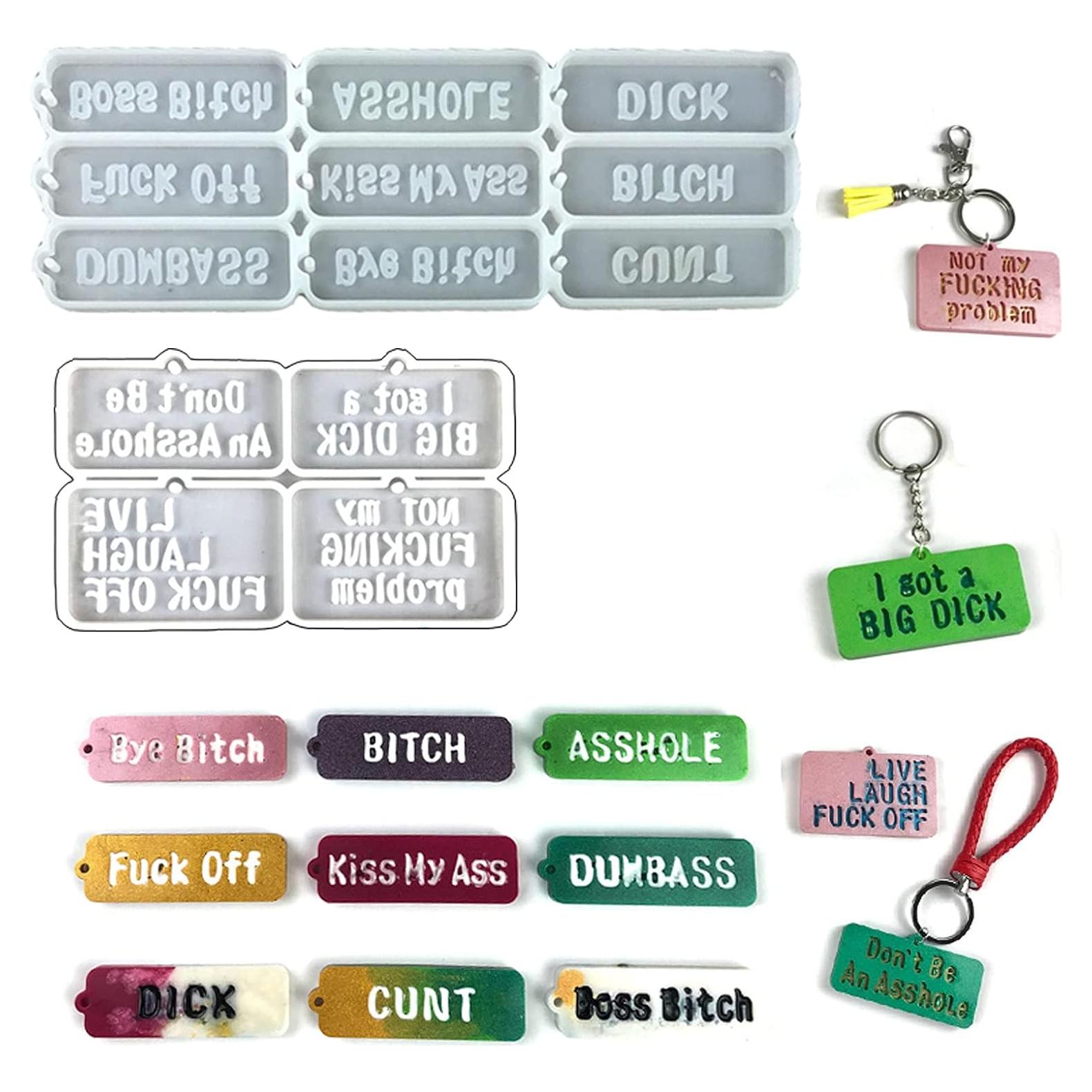 Moldes de Silicona para Llaveros de Palabras Groseras - 2 Pcs Boolavard