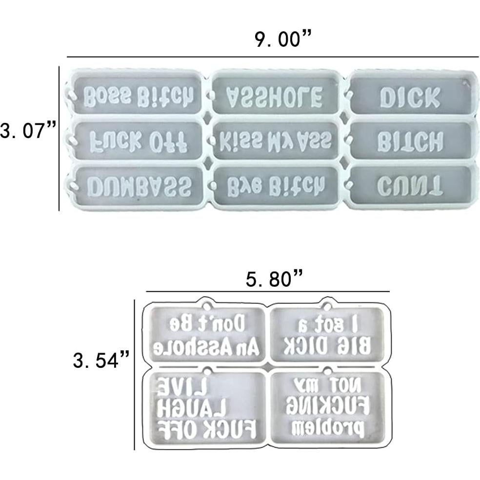 Moldes de Silicona para Llaveros de Palabras Groseras - 2 Pcs Boolavard