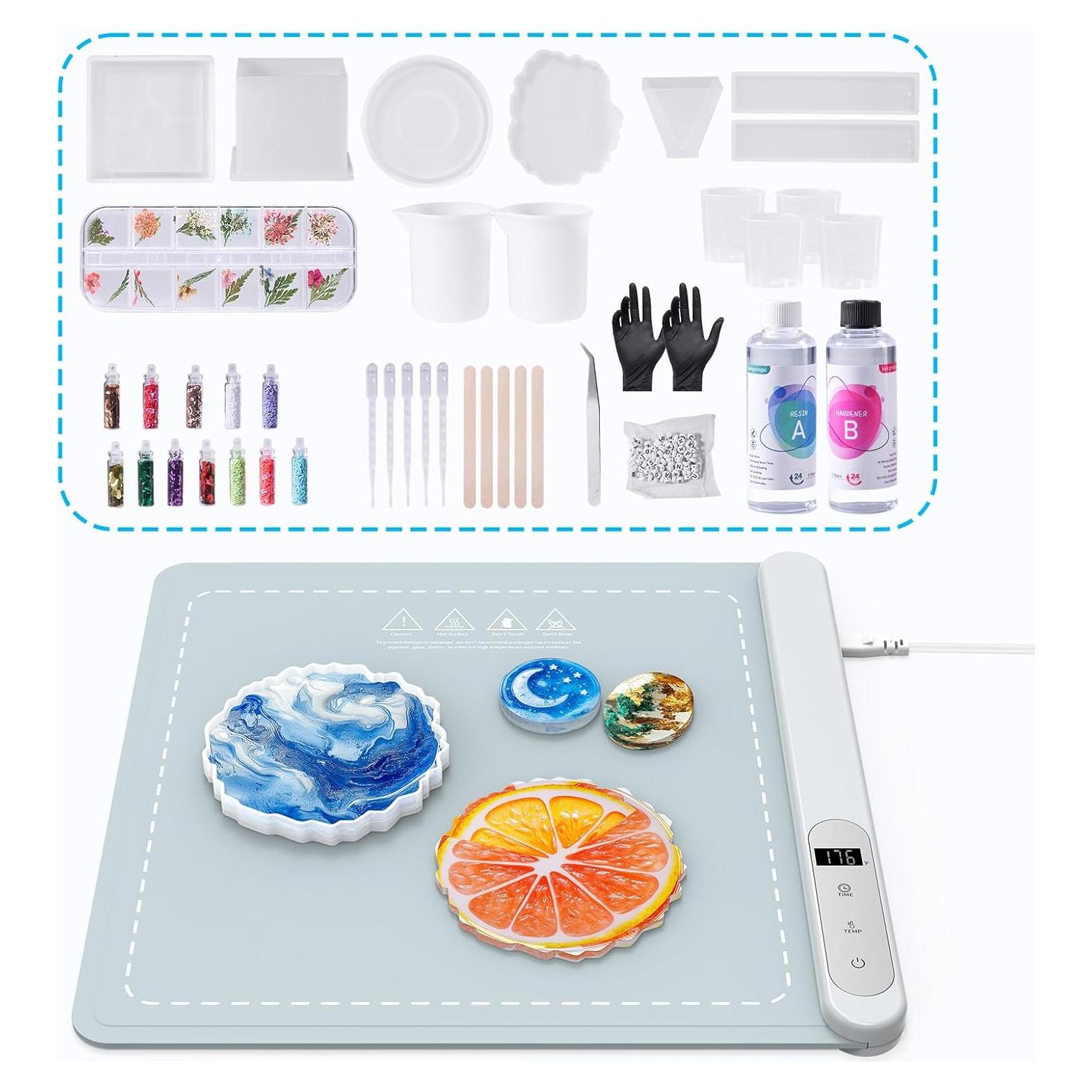 Kit de Resina Epóxica Alldeer 16 OZ con Almohadilla Calefactora