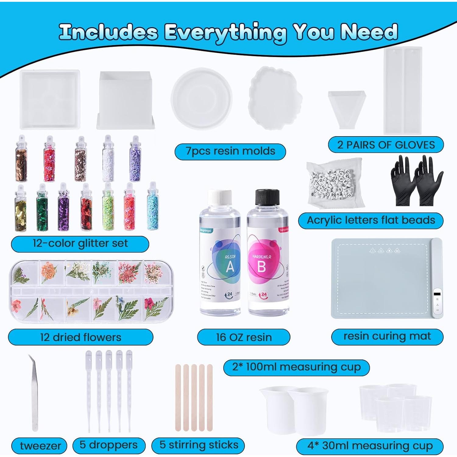 Kit de Resina Epóxica Alldeer 16 OZ con Almohadilla Calefactora