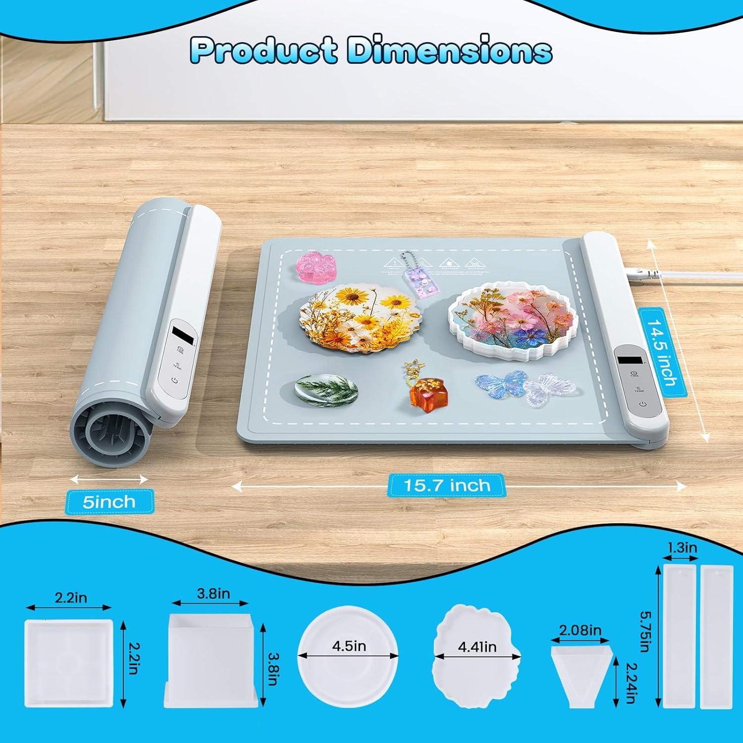 Kit de Resina Epóxica Alldeer 16 OZ con Almohadilla Calefactora