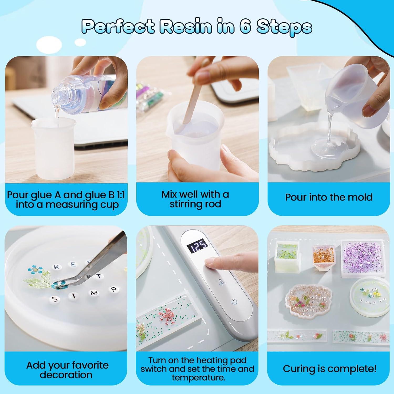 Kit de Resina Epóxica Alldeer 16 OZ con Almohadilla Calefactora