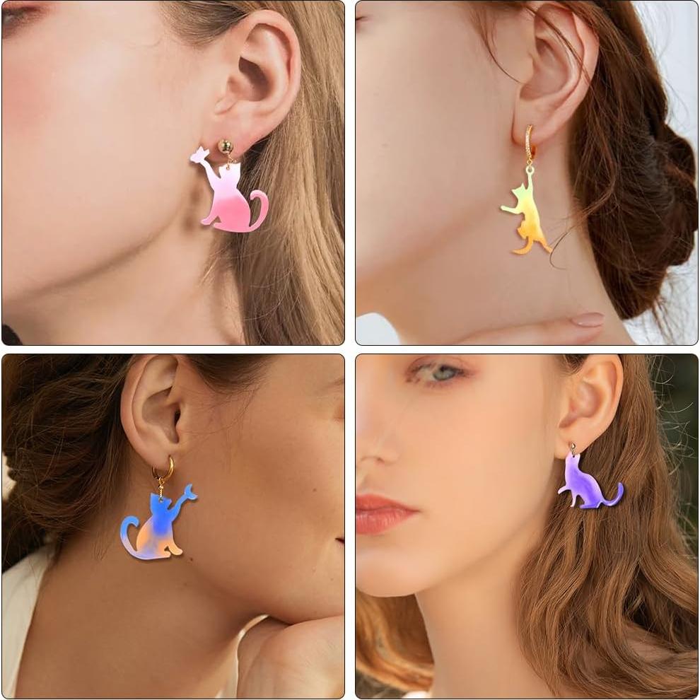 Moldes de Aretes de Resina FineInno 3 Pcs Silicona Gato