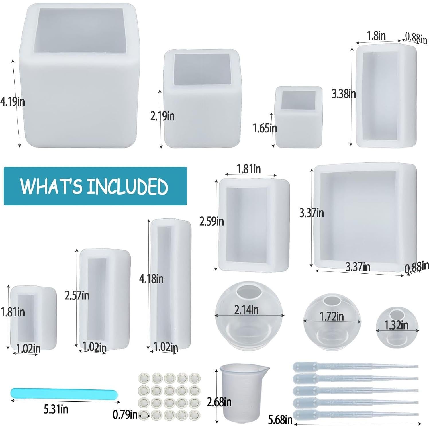 Molde de Resina Epóxica Dacies 12 PCS 10.16 cm Cubo Esférico