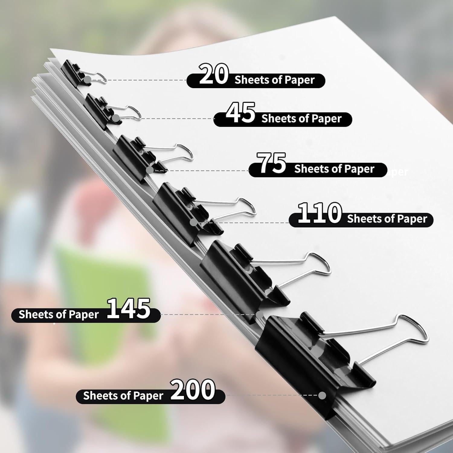 125 Clips de Carpeta de Colores Joyberg - 6 Tamaños Variados