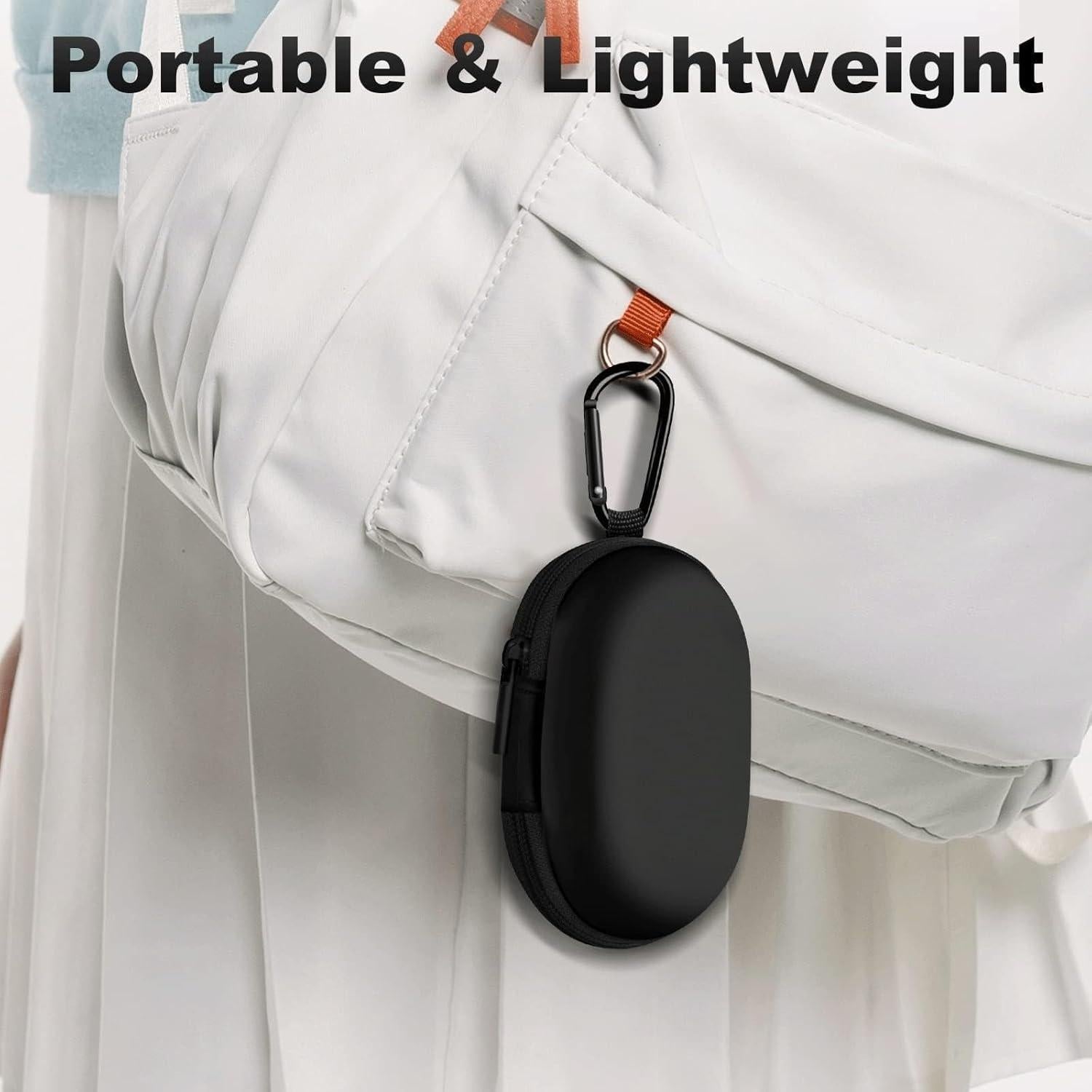 Funda Ovalada para Auriculares Woyinger con Mosquetón - Negro