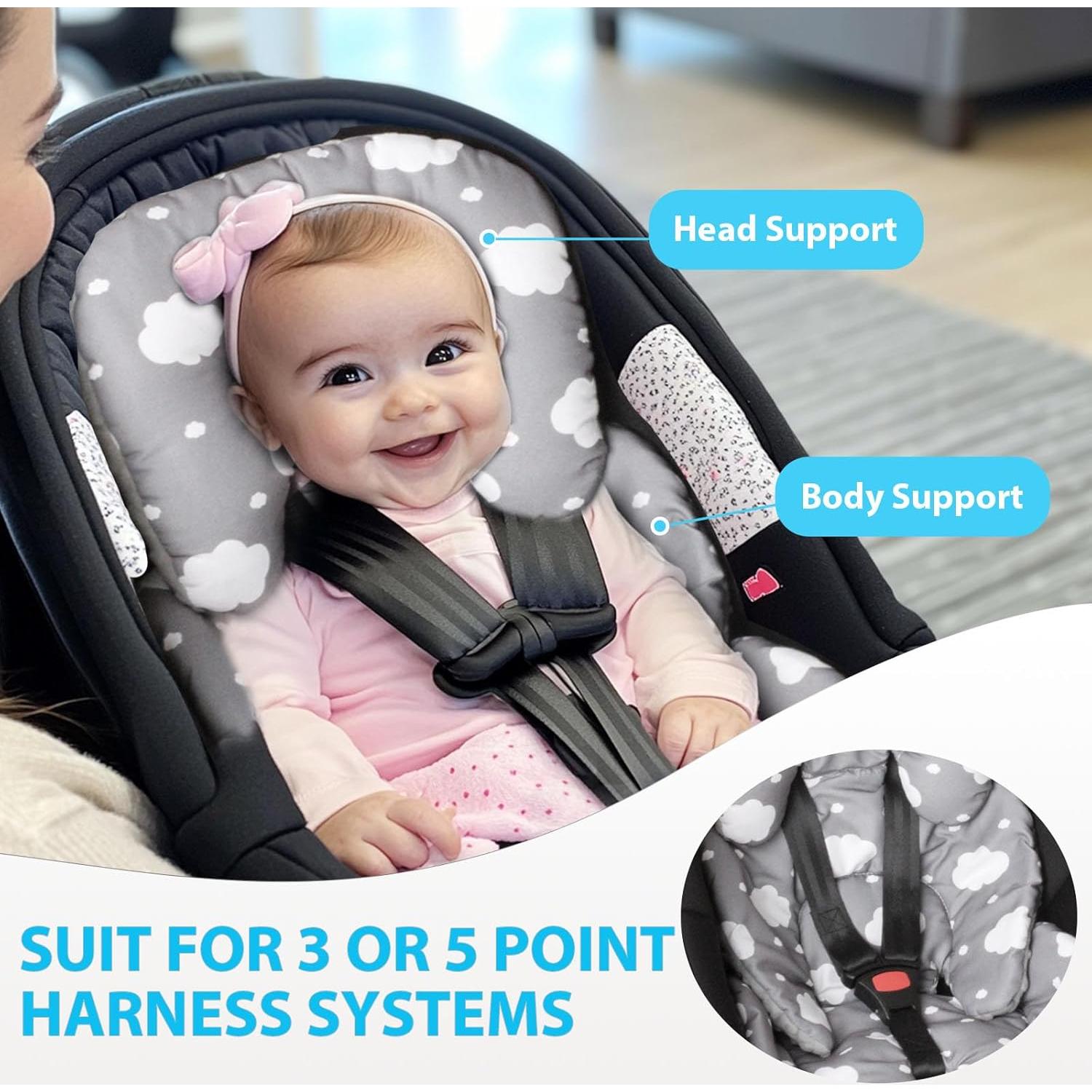 Inserto para Asiento de Auto Bebé Boryokun Gris 2-en-1 Reversible