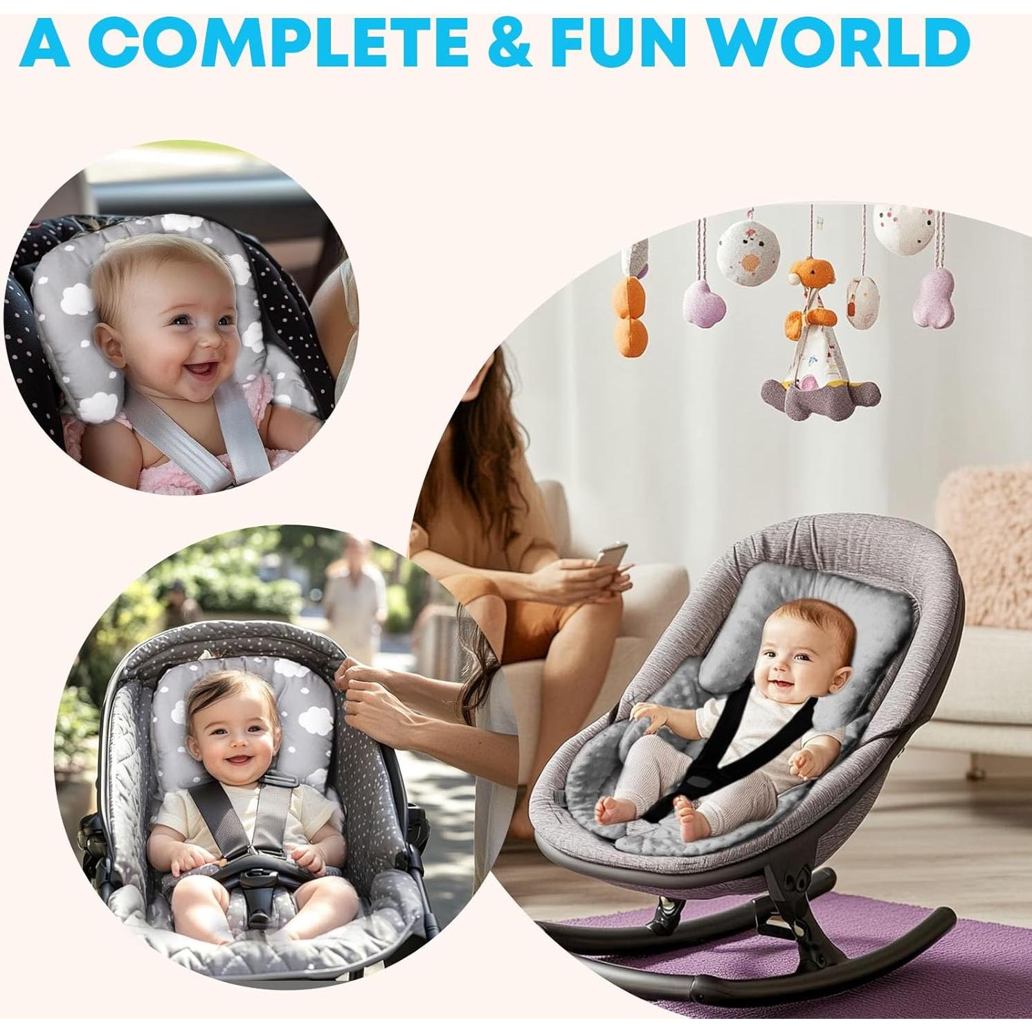 Inserto para Asiento de Auto Bebé Boryokun Gris 2-en-1 Reversible