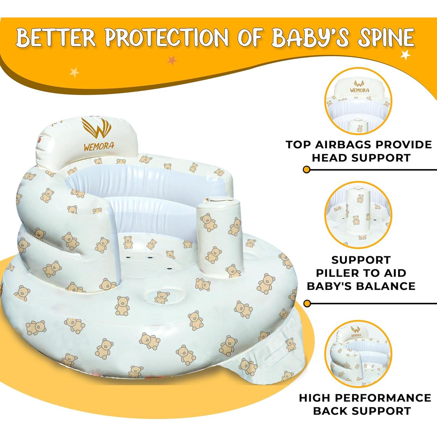 Asiento Inflable para Bebés WEMORA Oso 3-36 Meses 0.45 kg