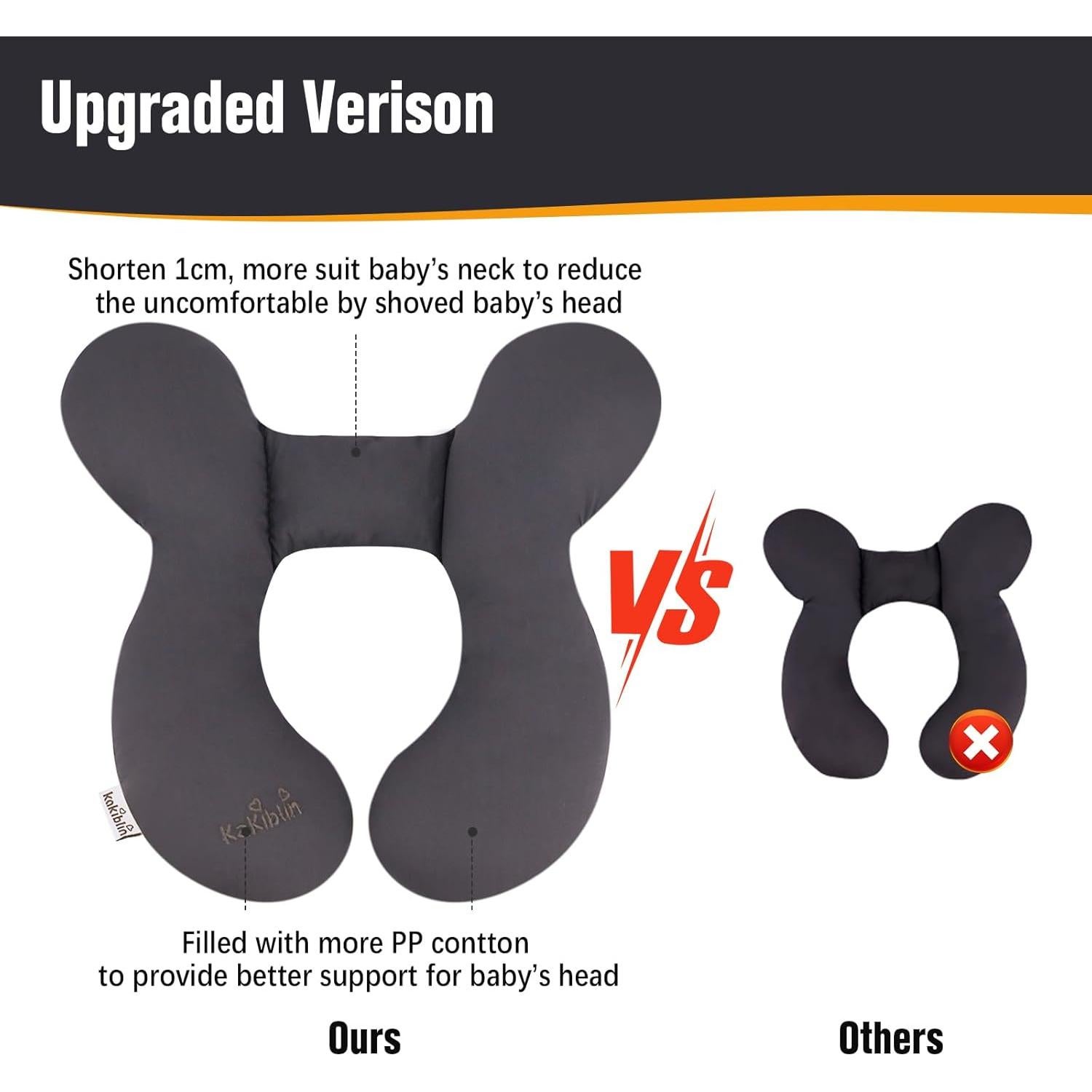 Almohada de Viaje para Bebés KAKIBLIN Gris Soporte Cuello