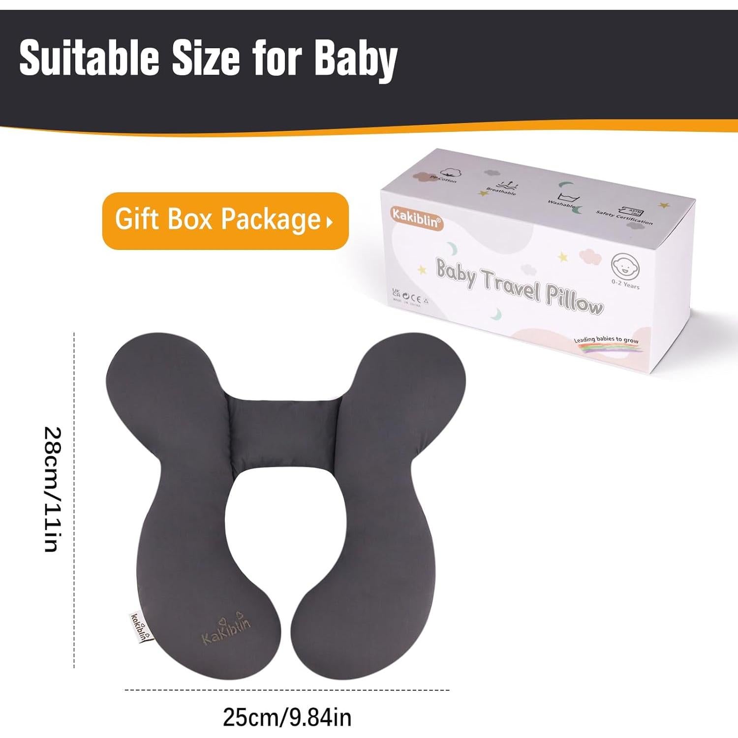 Almohada de Viaje para Bebés KAKIBLIN Gris Soporte Cuello