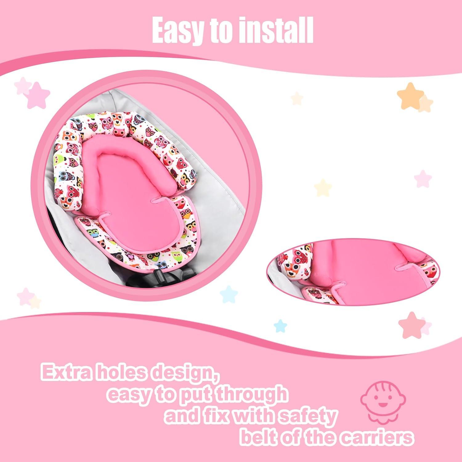 KAKIBLIN Almohada Soporte Cabeza Bebé Auto Rosa 41x37x7cm