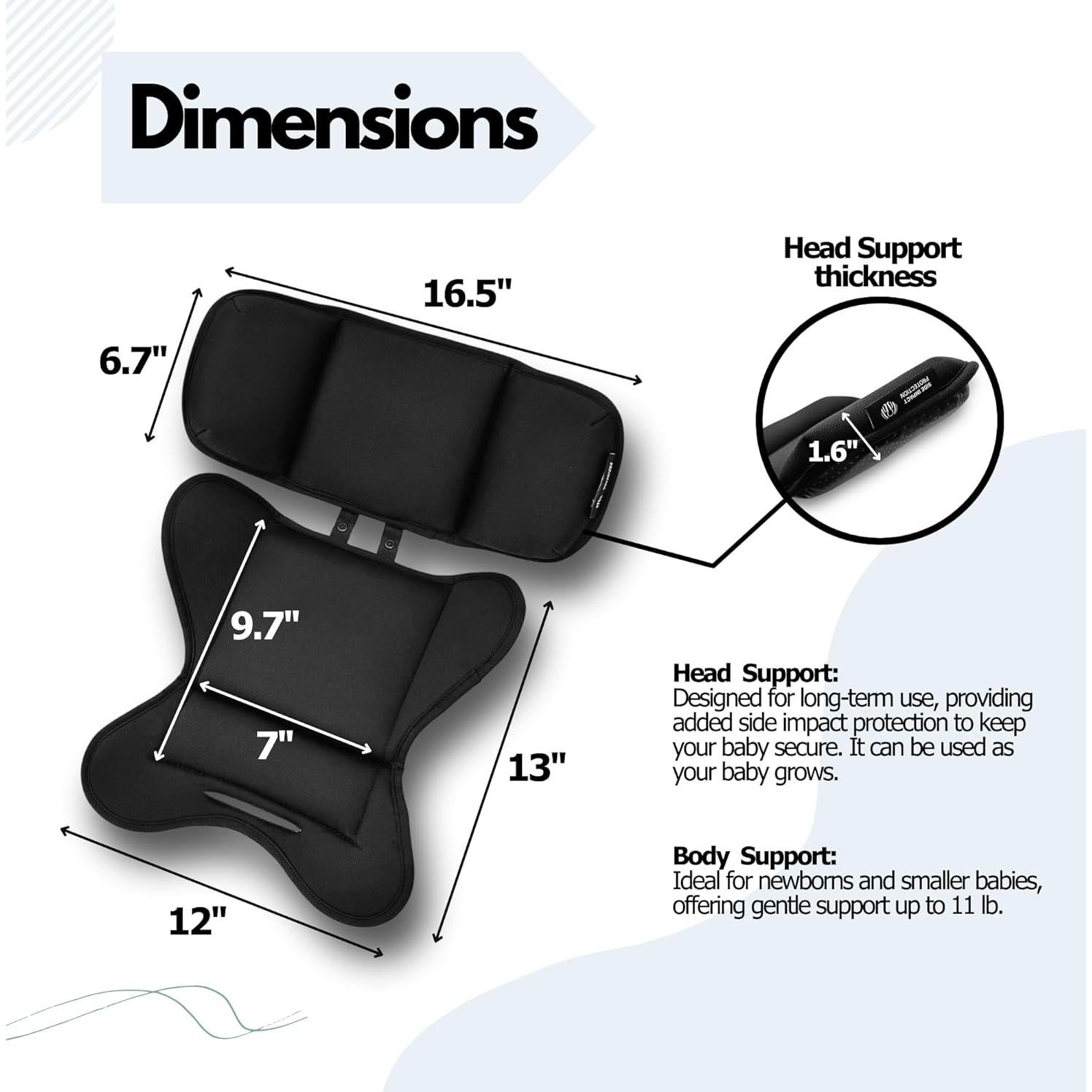 Inserto para Bebés Genérico Soporte Cabeza y Cuerpo Negro