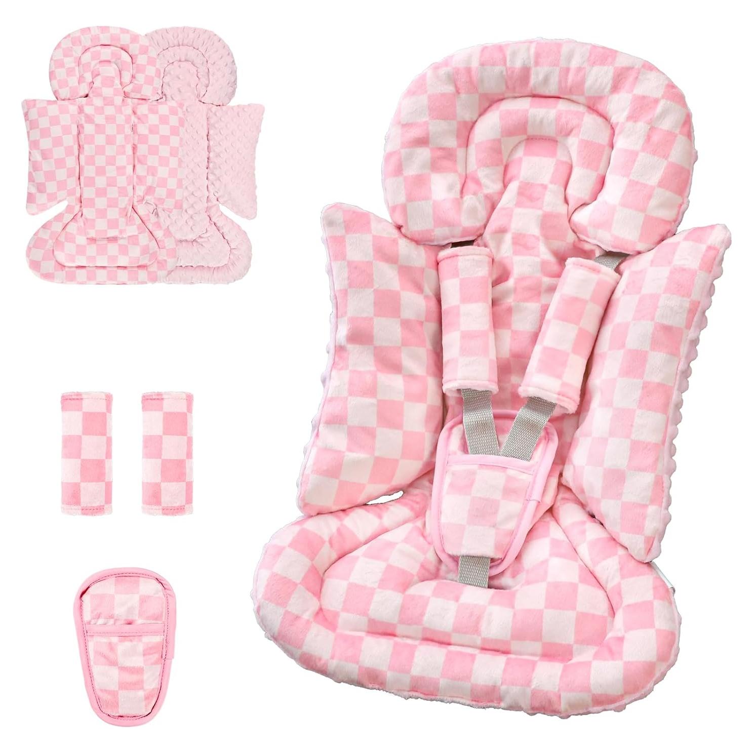 Inserto para Asiento de Auto Bebé 4 en 1 Rosa - Soporte Cabeza y Cuerpo