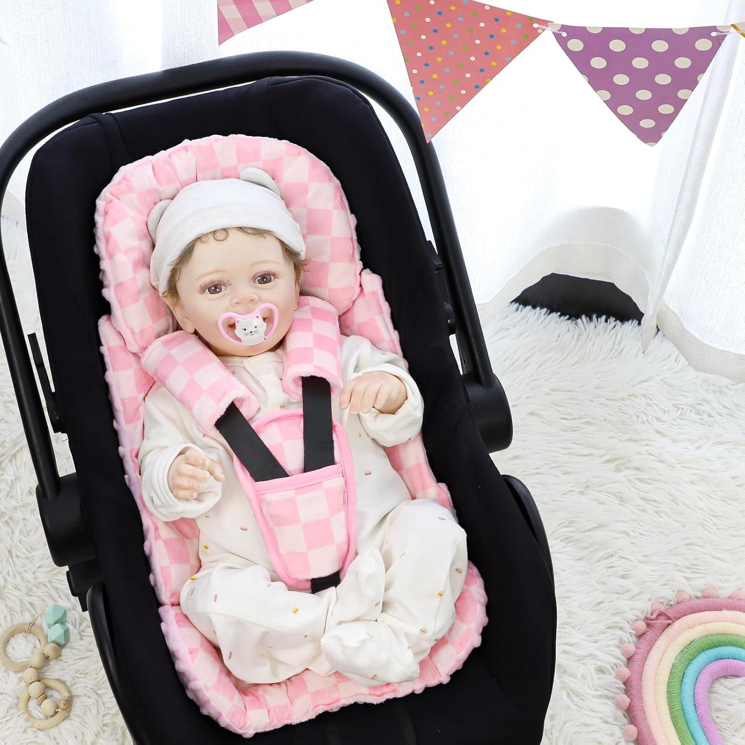 Inserto para Asiento de Auto Bebé 4 en 1 Rosa - Soporte Cabeza y Cuerpo