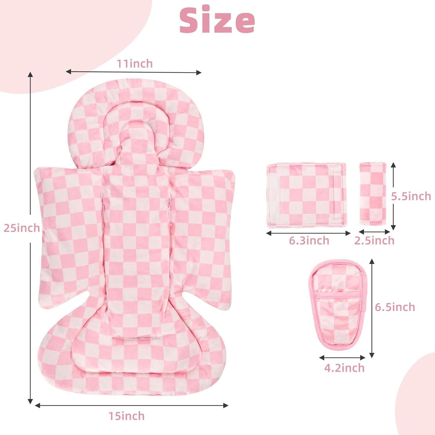 Inserto para Asiento de Auto Bebé 4 en 1 Rosa - Soporte Cabeza y Cuerpo