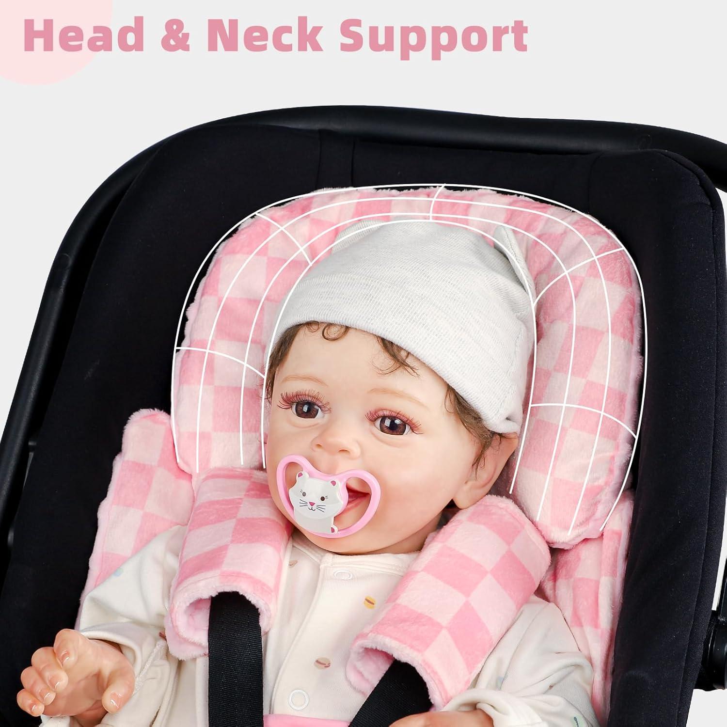 Inserto para Asiento de Auto Bebé 4 en 1 Rosa - Soporte Cabeza y Cuerpo